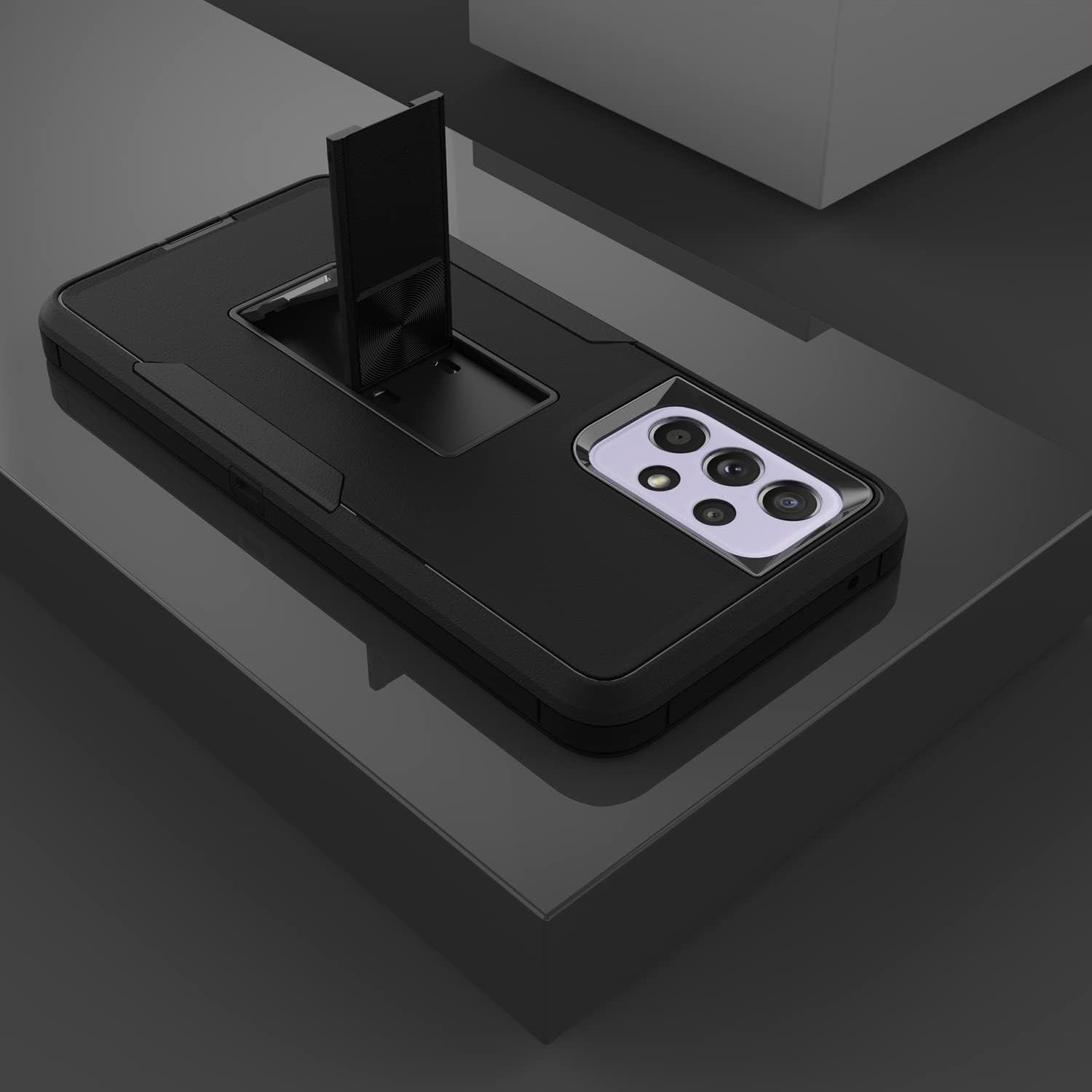 Designed for Samsung Galaxy A53 5G Kickstand Case with Military Grade Drop Protection Work with Magnetic Car Mount, Dustproof Waterproof Hybrid Hard PC Case for Men Women - Black