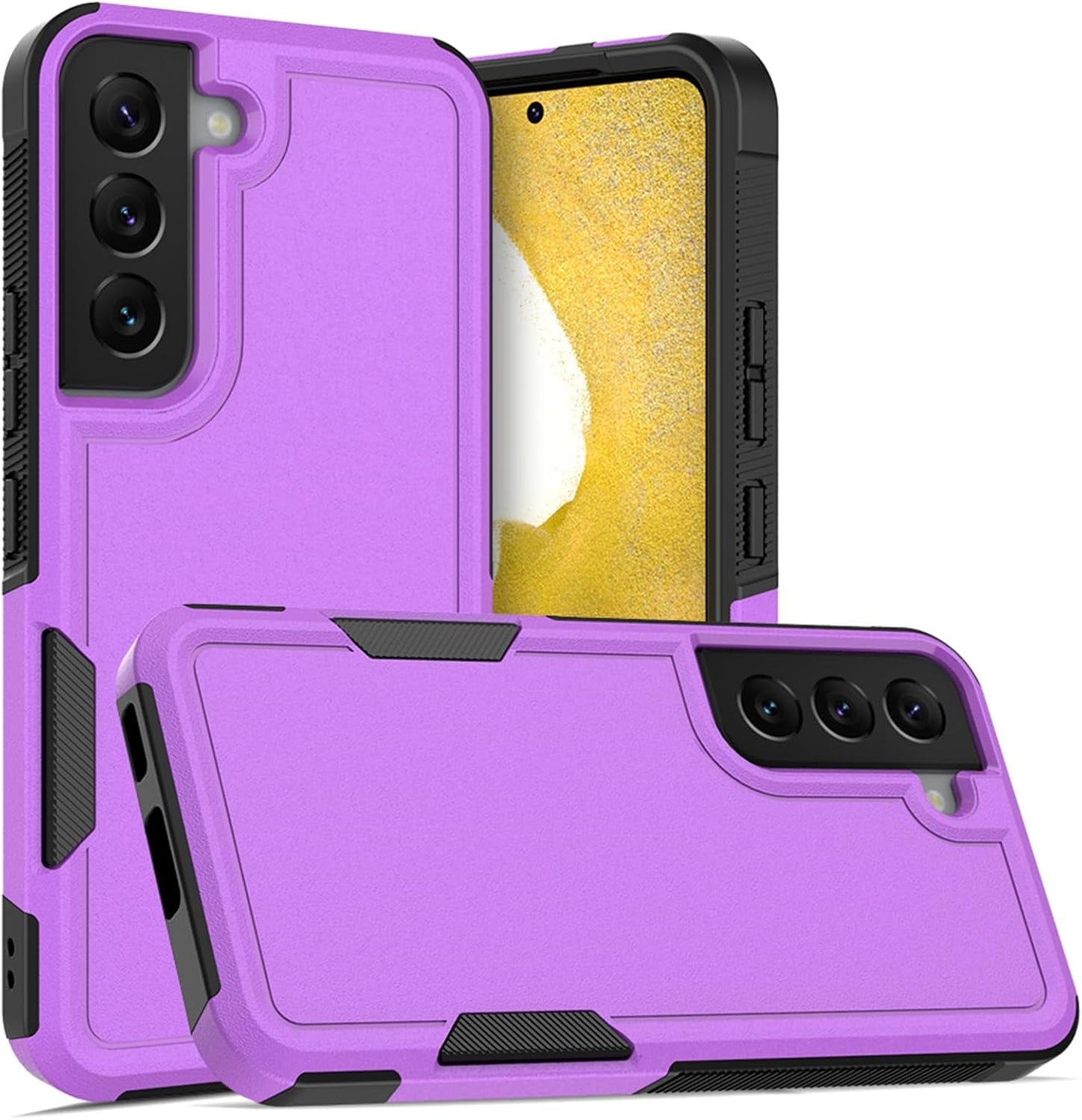 For Samsung Galaxy S22 Case: Dual Layer Protective Heavy Duty Cell Phone Cover Shockproof Rugged with Screen Protector - Military Protection Bumper Tough - Samsung Galaxy S22 5G 2022, 6.1 Inch, Purple