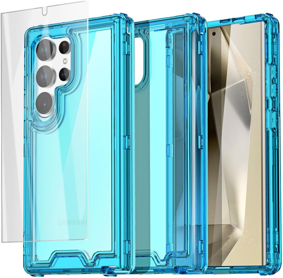 Aicase for Samsung Galaxy S24 Ultra Case with Glass Screen Protector,Heavy Duty Drop Protection Full Body Rugged Shockproof Military Protective Tough Durable Cover for Galaxy S24 Ultra 6.8" 5G 2024_1