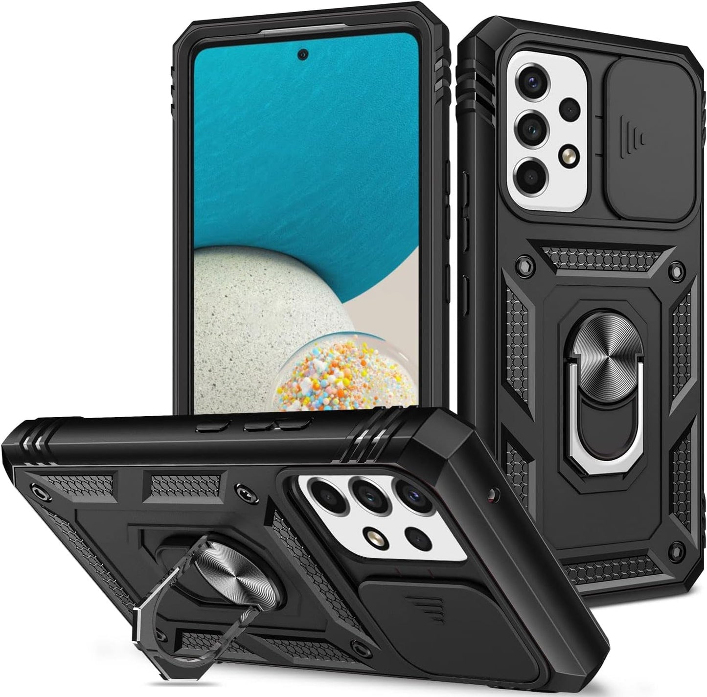 Case for Galaxy A53 5G, Camera Cover Phone Case with Rotation Ring Stand for Samsung Galaxy A53 5G - Green