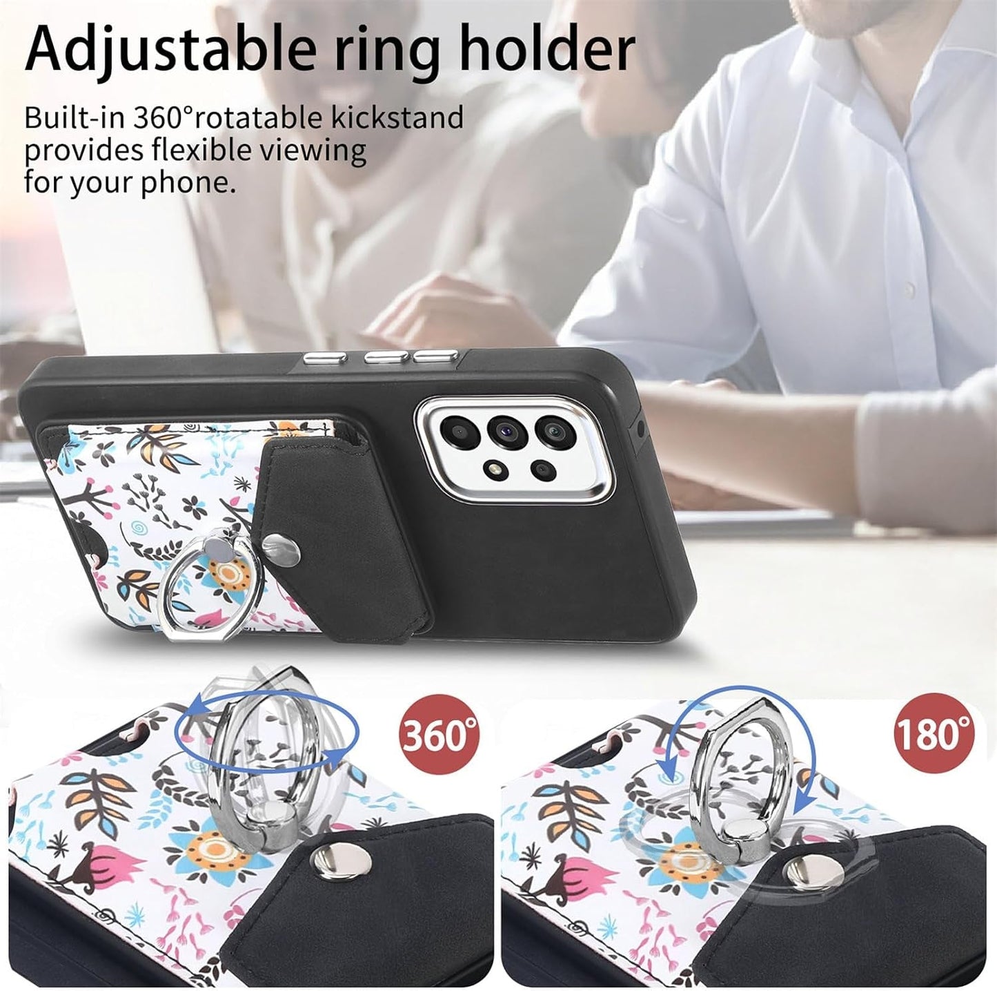 Asuwish Phone Case for Samsung Galaxy A53 5G Wallet Cell Cover with Screen Protector Magnetic Slim Ring Stand Kickstand Back Credit Card Holder Slot a 53 G5 53A SM A536U 6.5" 2022 Girls Women Black