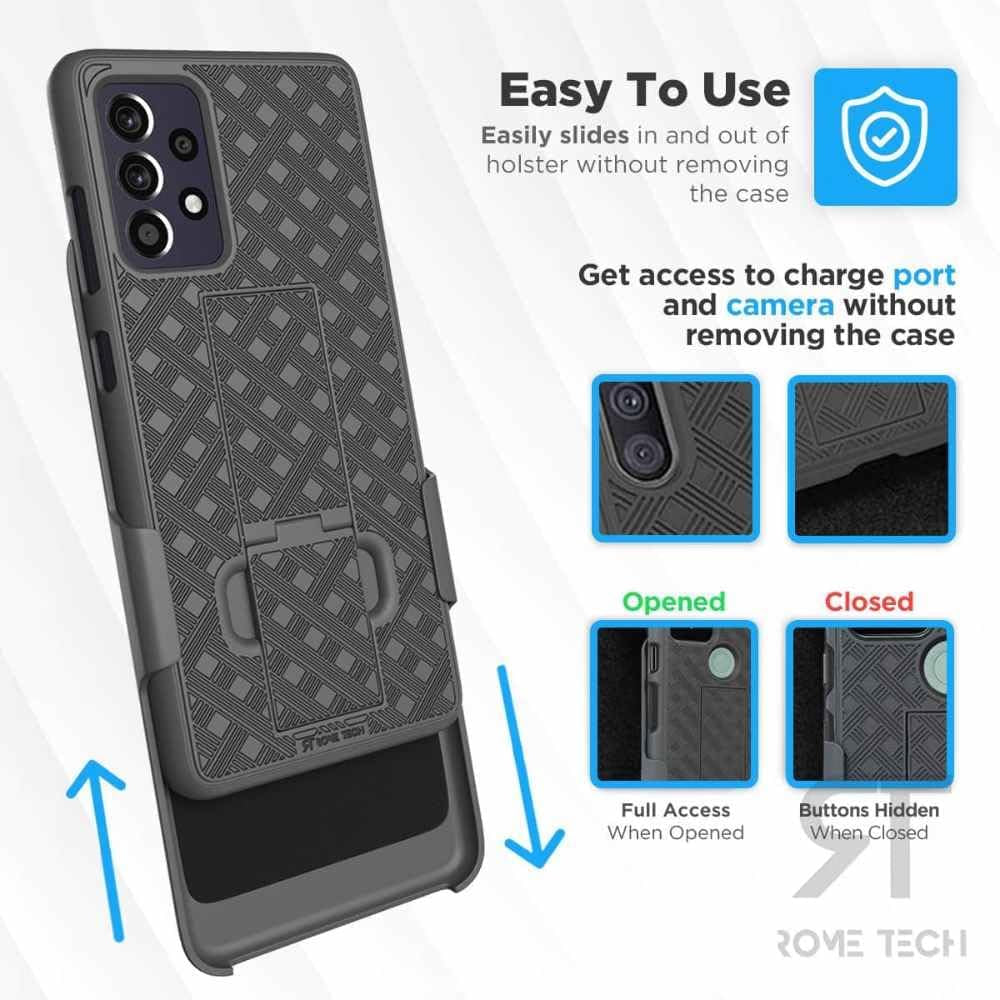 For Samsung Galaxy A53 5G Case with Belt Clip Holster, Kickstand Slim Cover Phone Case for Galaxy A53 5G - Black