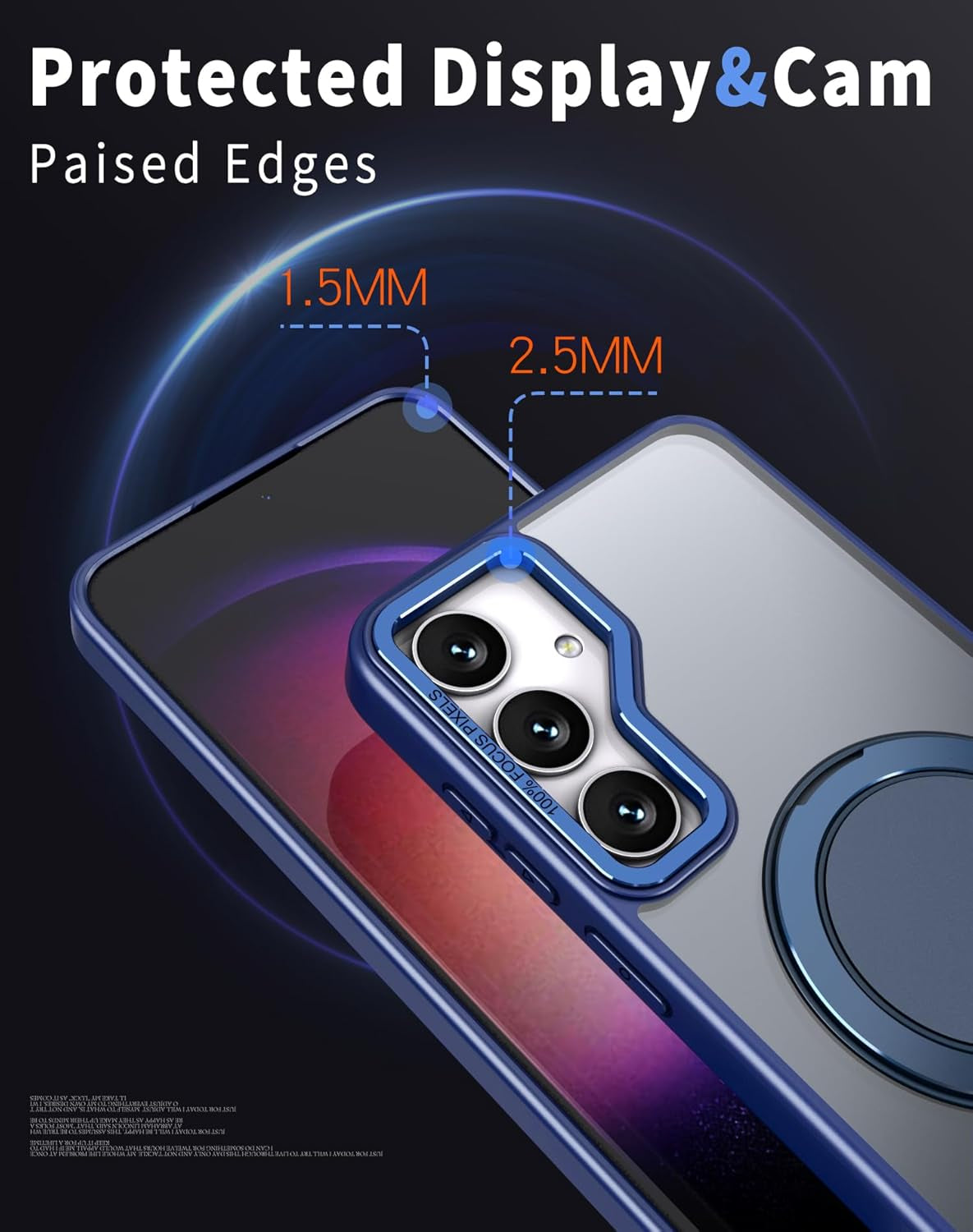 For Samsung Galaxy S24 plus Case with 360° Rotatable Magnetic Ring Stand [Compatible Magsafe] [Military Grade Tested] Translucent Matte Galaxy S24 plus Phone Case for Women Men 6.7'', Blue