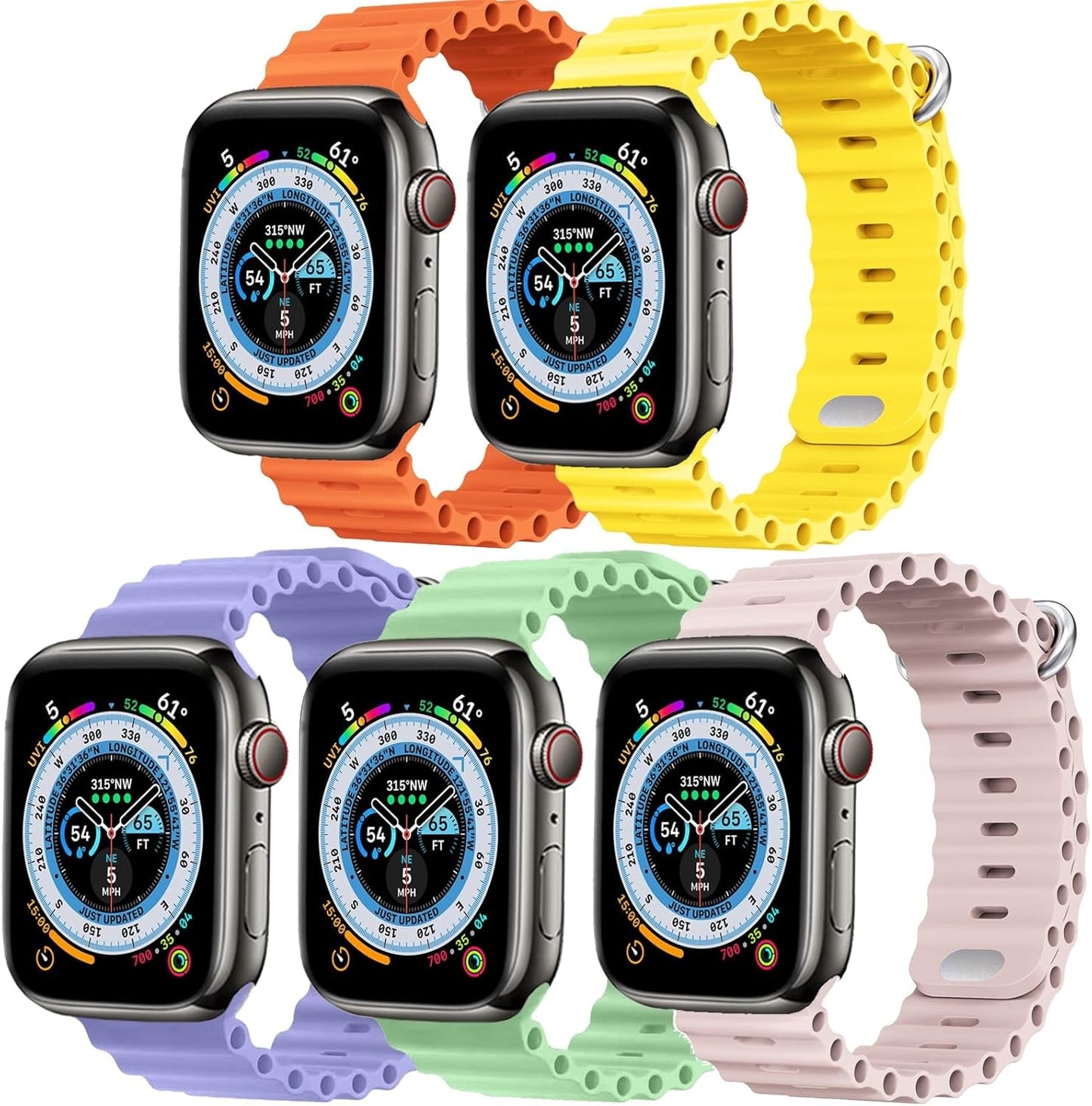 Bands Compatible with Apple Watch Band 38Mm 40Mm 41Mm 42Mm 44Mm 45Mm 49Mm for Women Men,Silicone Iwatch Bands Replacement Strap Wristbands for Iwatch Series 9 8 7 6 5 4 3 2 1 SE Ultra.