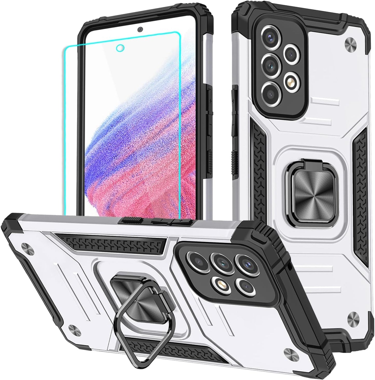 For Samsung A53 5G Case, Galaxy A53 5G Case with HD Screen Protector, 360°Military Grade Rotatable Kickstand (Heavy Duty) Shockproof Protective Fit Cases for Samsung Galaxy A53 5G (Green)