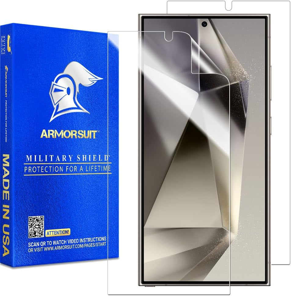 Armorsuit 2 Pack for Samsung Galaxy S24 Ultra Screen Protector (6.8") Case Friendly Militaryshield HD Clear Film - Made in USA