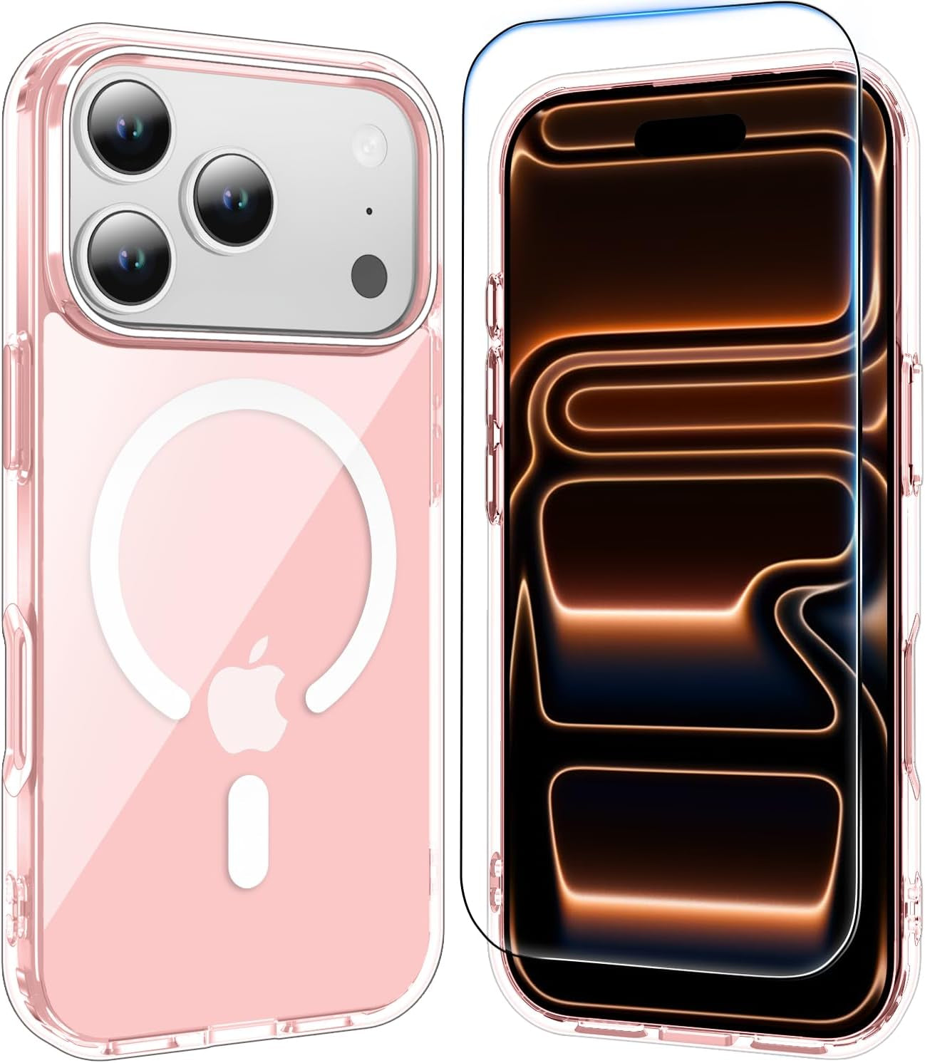 Temdan for Iphone 17 Pro Case Clear with Screen Protector, Compatible with Magsafe, Anti-Yellowing, Military-Grade Protection, Shockproof Slim Magnetic Phone Case Cover, Transparent