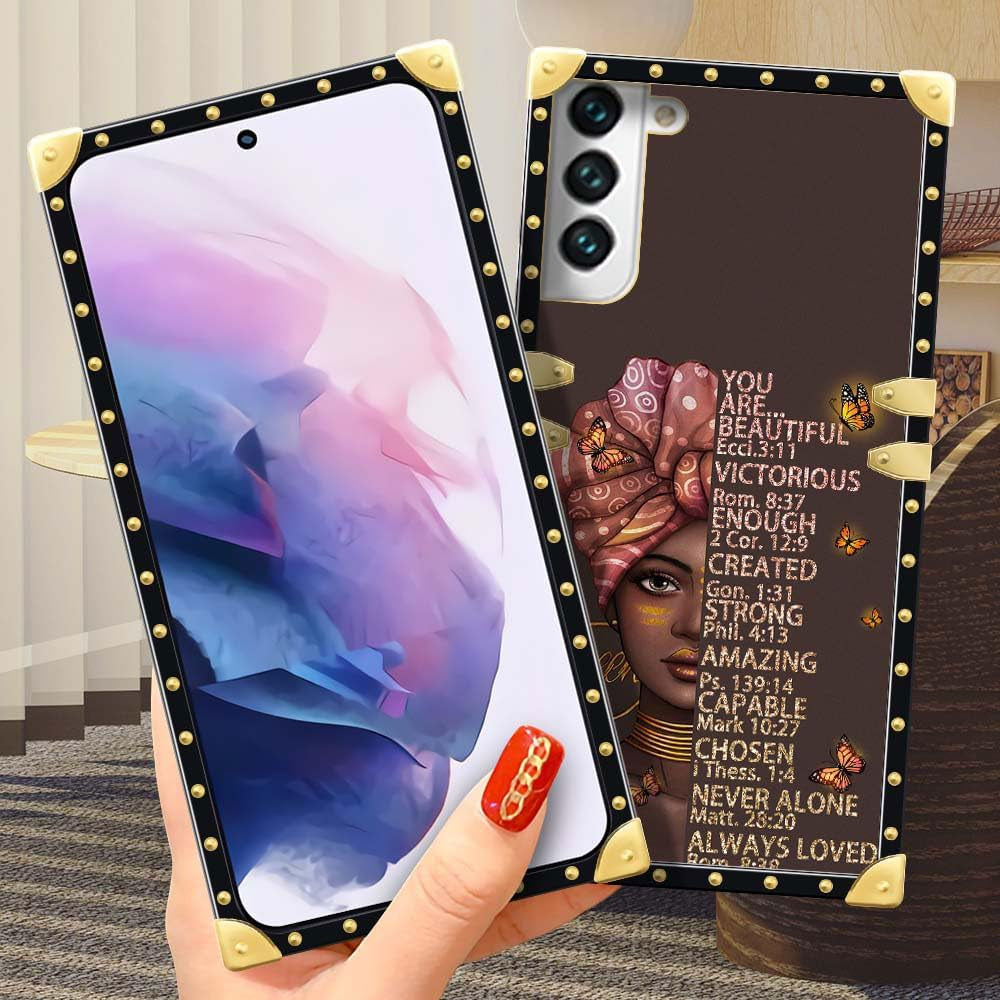 Compatible with Samsung Galaxy S22 plus Case, J Brown Black Girl A01 Luxury TPU Corner Shockproof Protection Cover for Women Girls for Samsung Galaxy S22 Plus