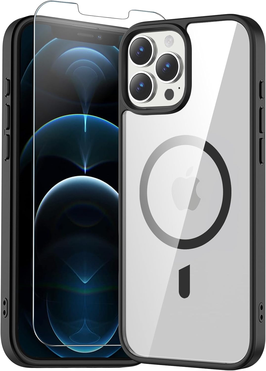 Temdan for Iphone 17 Pro Max Case Clear with Screen Protector, Compatible with Magsafe, Anti-Yellowing, Military-Grade Protection, Shockproof Slim Magnetic Phone Case Cover, Transparent