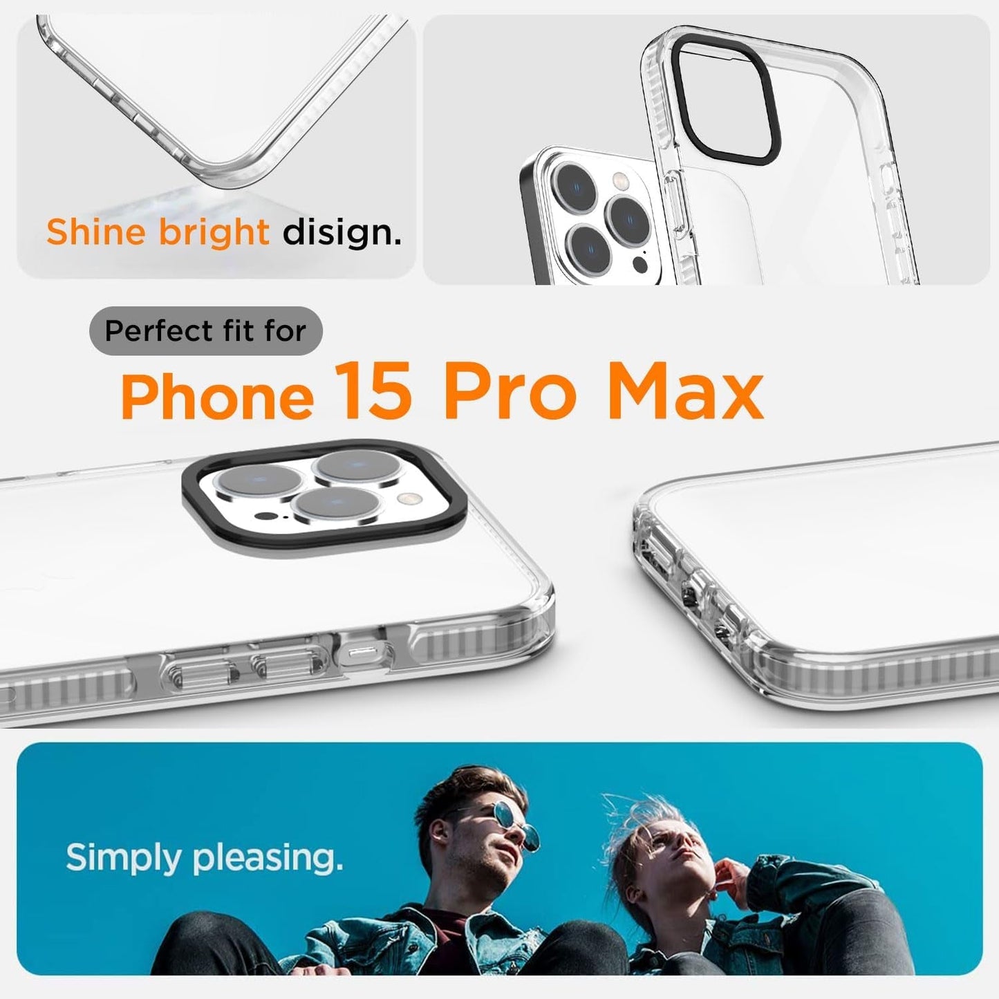 Aicase Compatible with Iphone 15 Pro Max Case Clear, Slim Thin Lightweight Transparent [Non-Yellowing] Vibrant Design Protective Phone  AICase   