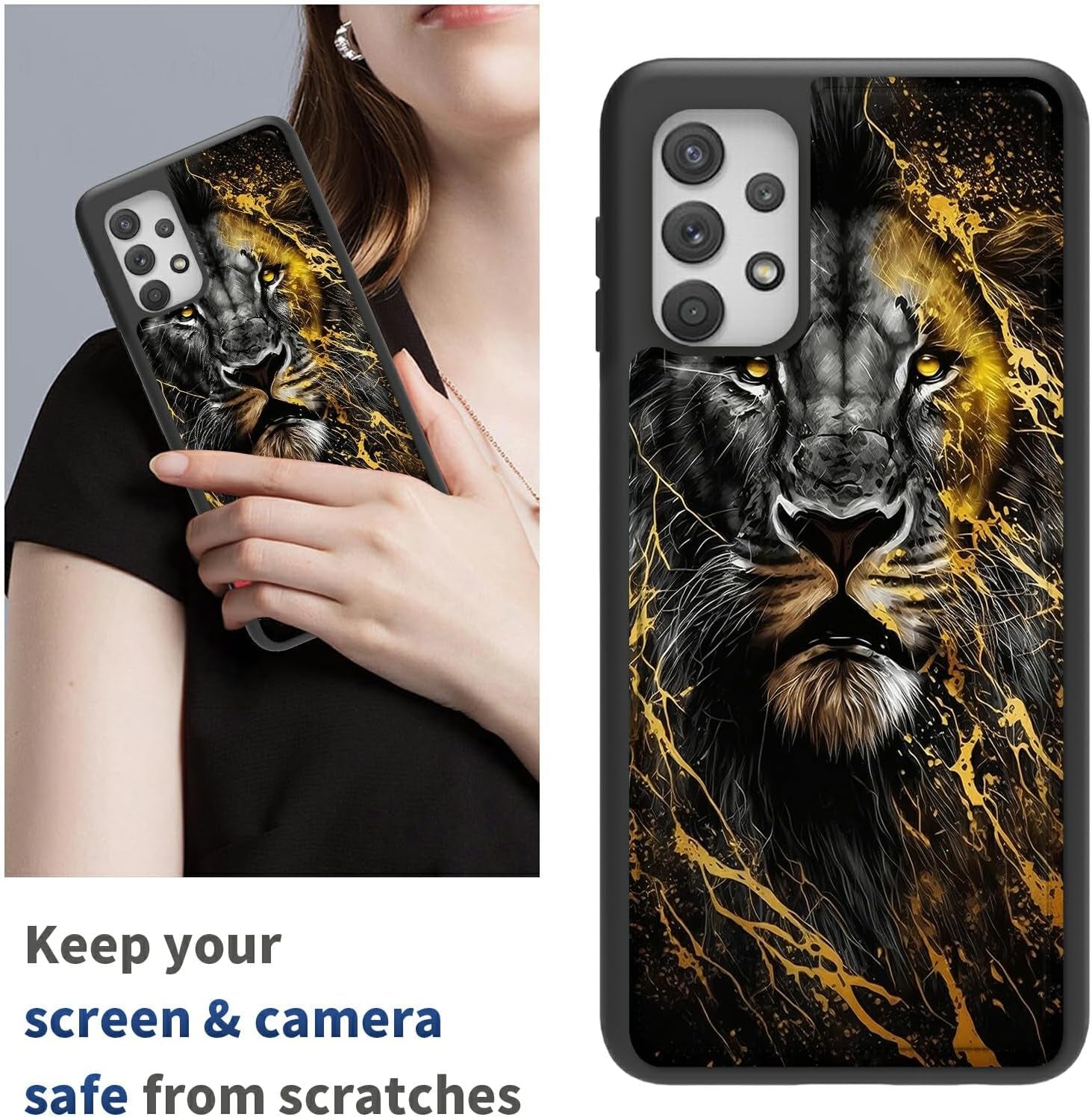 Case for Samsung 53 5G 6.5" Wallet Phone, Credit Card Holder Slots Cover & Hard PC Shockproof Soft Silicone Dual Layer Protection Flip Case for Samsung Galaxy A53 5G 2022, Cool Lion