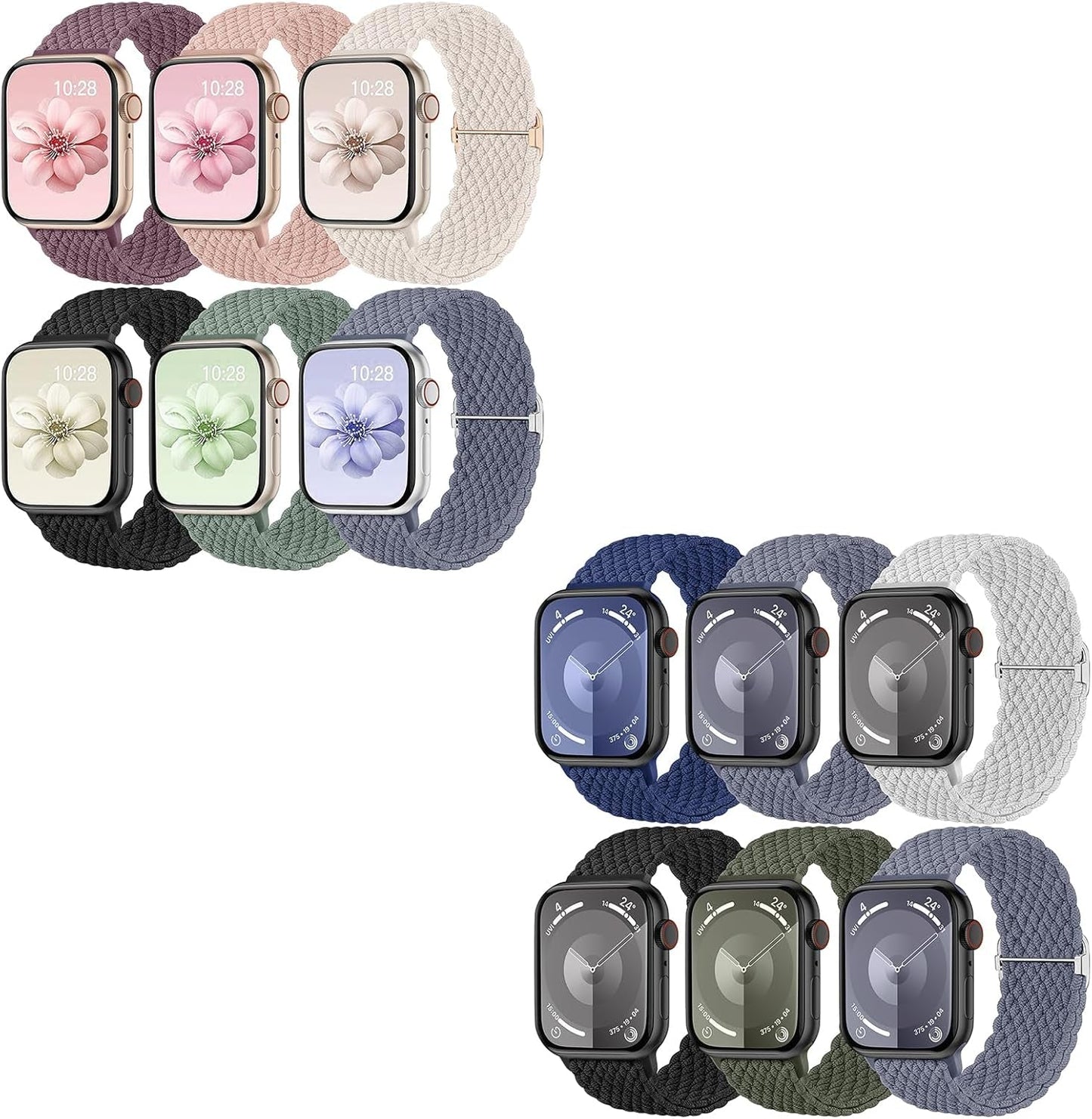 Braided Bands Compatible with Apple Watch Band 38Mm 40Mm 41Mm 42Mm 44Mm 45Mm 49Mm Women Men, Adjustable Stretchy Soft Nylon Strap for Iwatch Series 9 8 7 6 5 4 3 2 1 SE Ultra/Ultra 2