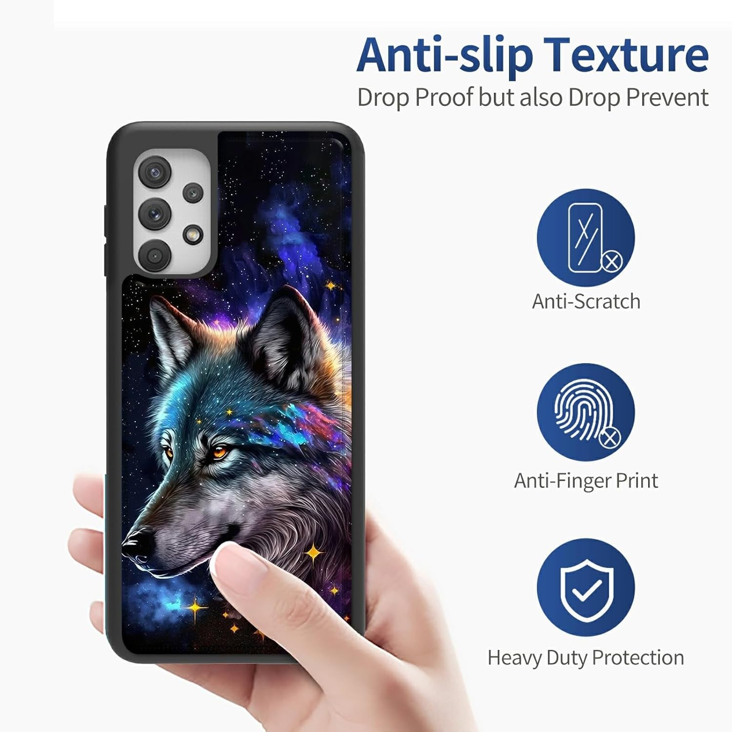 Case for Samsung 53 5G 6.5" Wallet Phone, Credit Card Holder Slots Cover & Hard PC Shockproof Soft Silicone Dual Layer Protection Flip Case for Samsung Galaxy A53 5G 2022, Moon Wolf