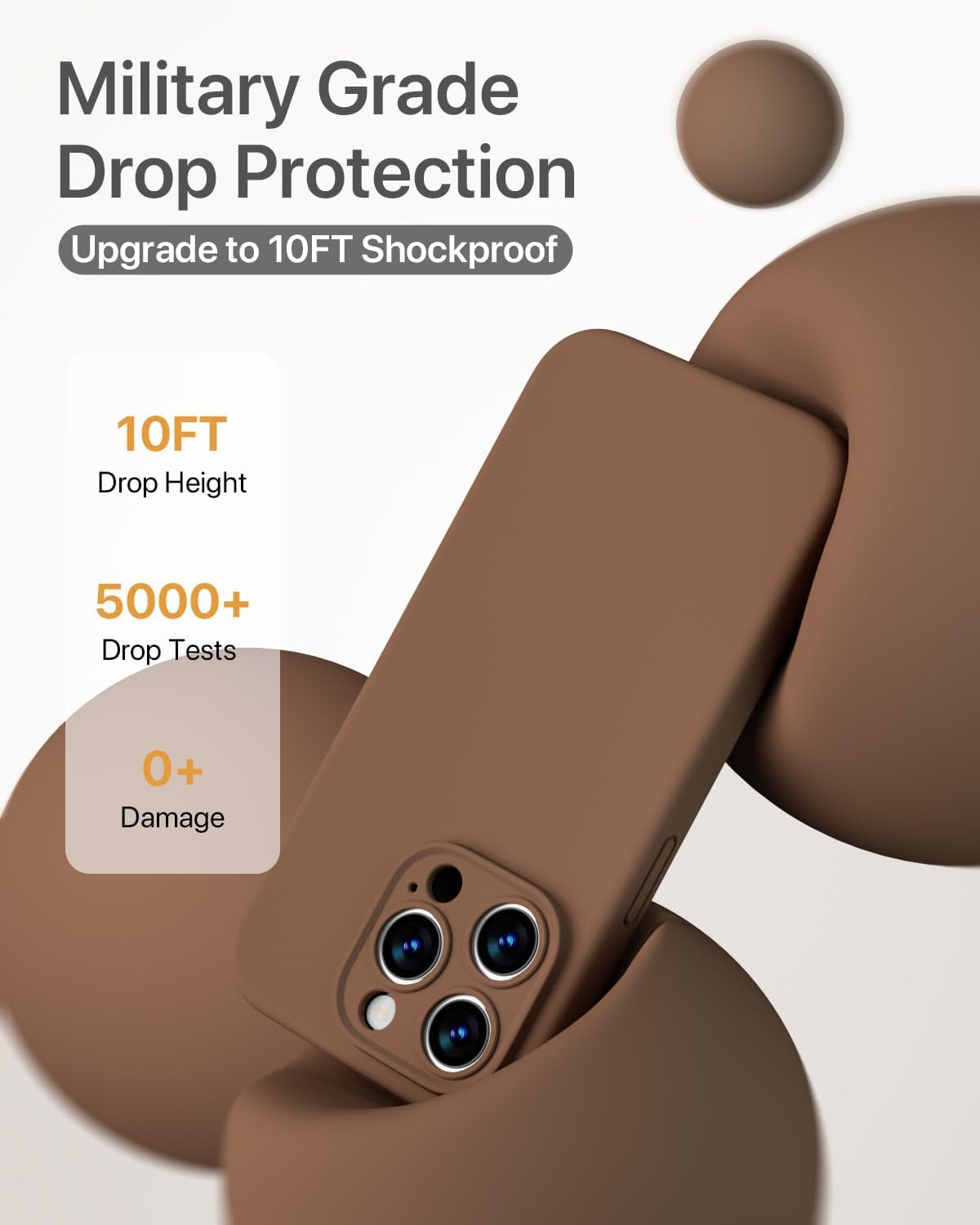 GOODVISH Compatible with Iphone 15 Pro Case, Silicone Upgraded [Enhanced Camera Protection] Phone Case with [2 Screen Protectors], Soft Anti-Scratch Microfiber Lining Inside, 6.1 Inch, Brown  GOODVISH   