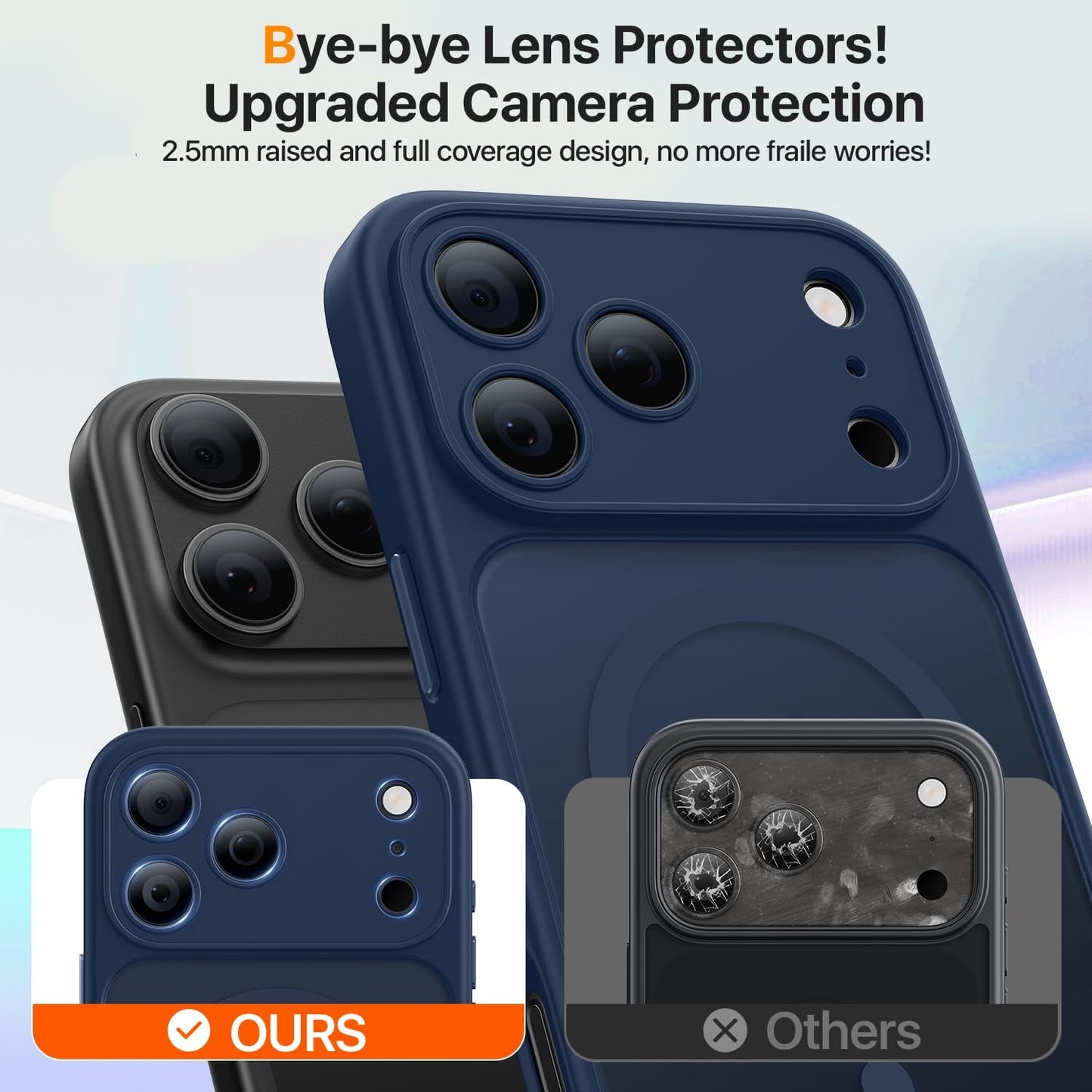 JJL for Iphone 17 Pro Case with 2 Pack Screen Protectors, Compatible with Magsafe, Full Camera Protection, Translucent Matte Magnetic Phone Cover, Deep Blue