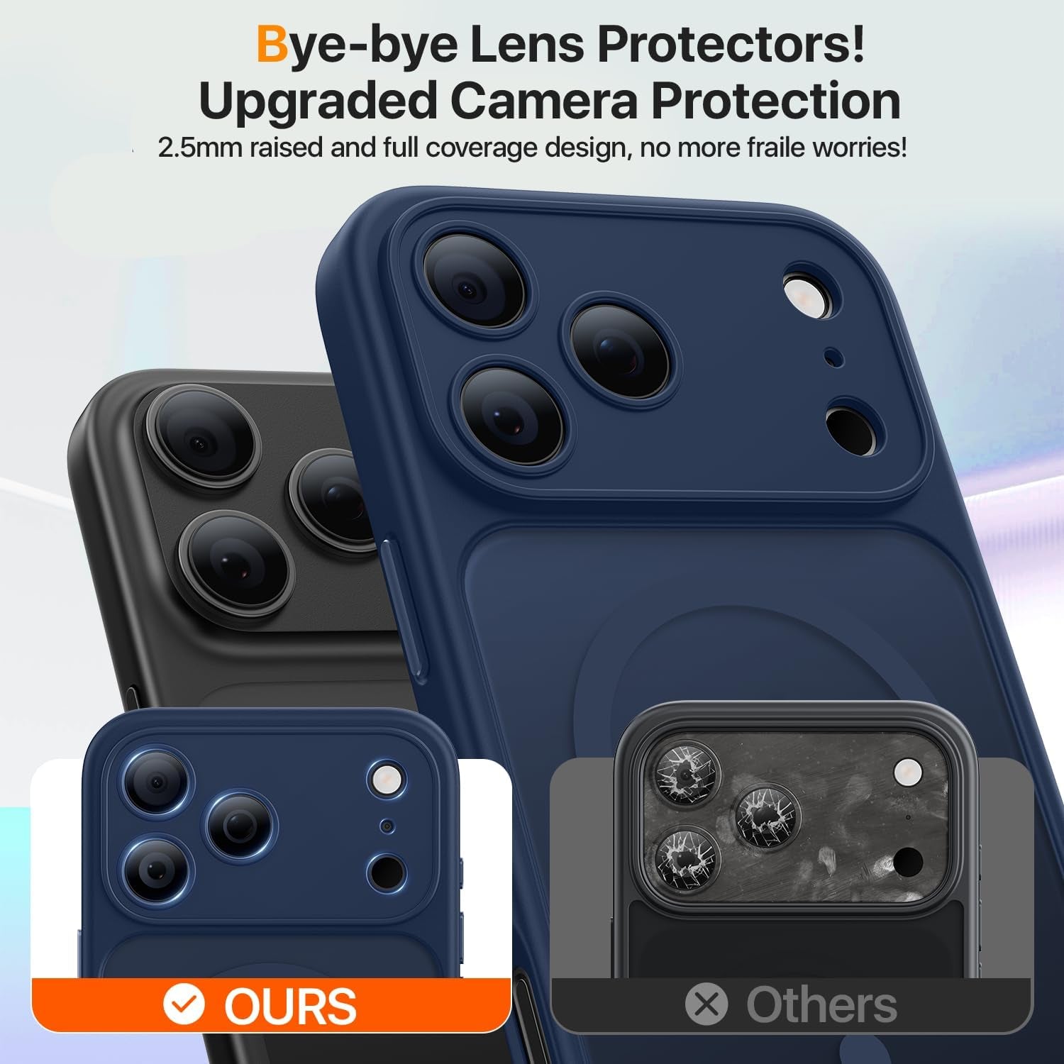 JJL for Iphone 17 Pro Case with 2 Pack Screen Protectors, Compatible with Magsafe, Full Camera Protection, Translucent Matte Magnetic Phone Cover, Deep Blue