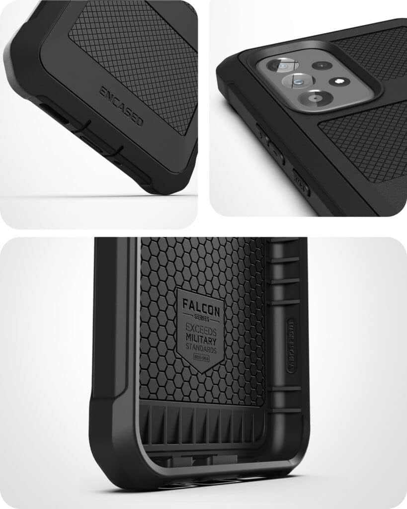 ENCASED Falcon Armor for Samsung Galaxy A53 5G Case with Built-In Screen Protector (Black)