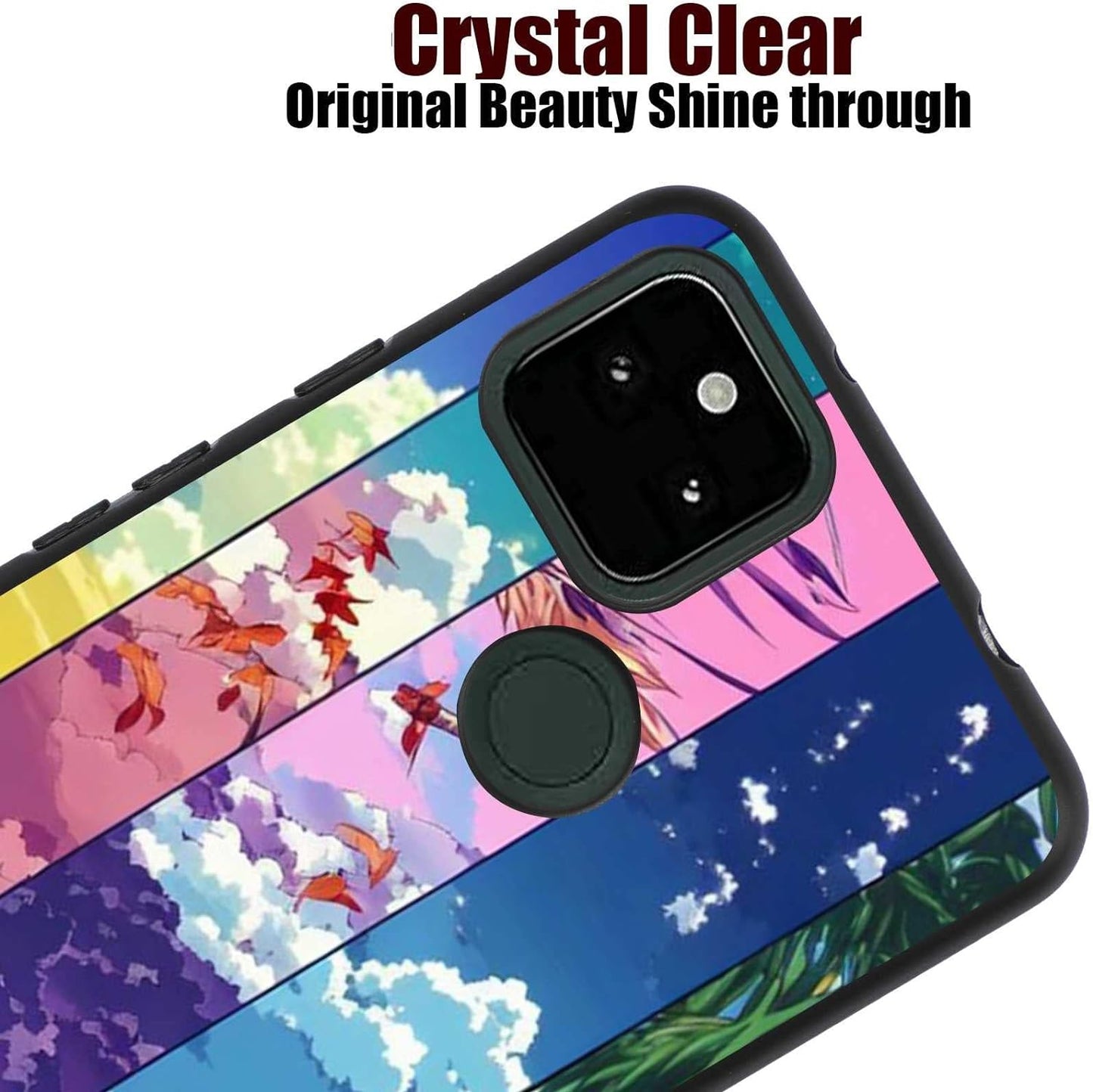 Compatible with Google Pixel 5A 5G Anime Case, Anime Nature Landscape Collage Pattern for Google Case Men Women, Soft Silicone Trendy Shockproof Case for Google  taciengbo   