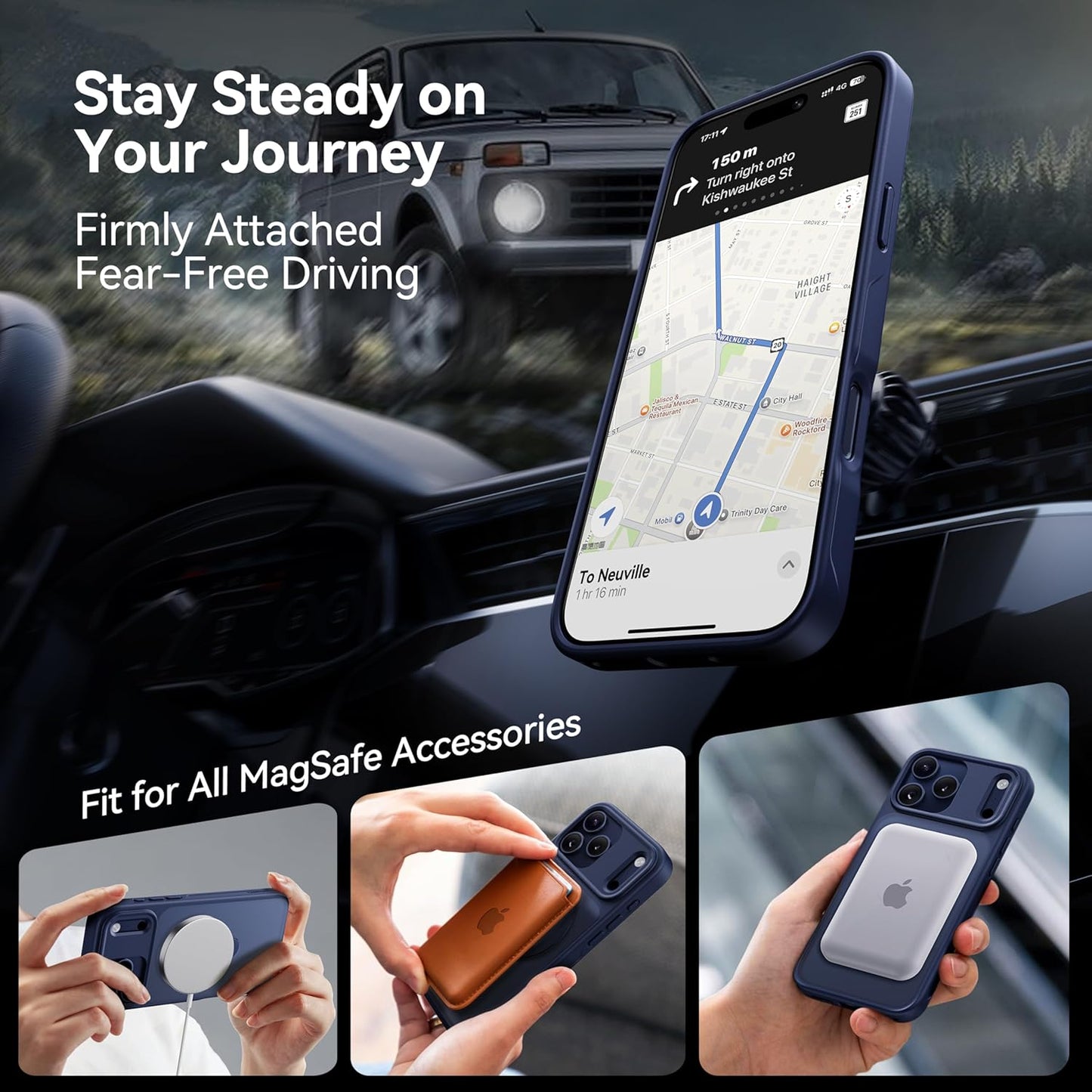 CASEKOO Official Blue for Iphone 17 Pro Max Case with 360 Spin Magnetic Stand [Camera Protection] [18FT Military Grade Protection] [Fit for Magsafe] Shockproof Ring Grip Matte 6.9 Inch