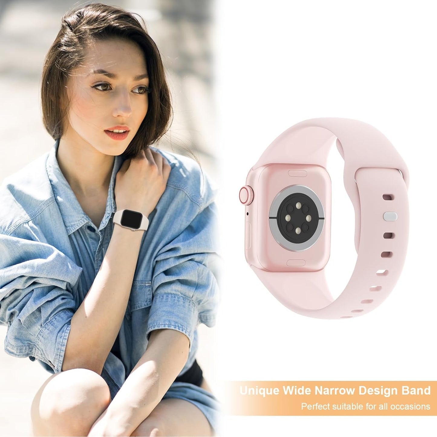 3 Pack Patented Sport Silicone Compatible with Apple Watch Band 41Mm 40Mm 38Mm 45Mm 44Mm 42Mm 49Mm Women Men, Soft Wristbands Waterproof Strap for Iwatch Bands Series 9 8 7 6 5 4 3 2 1 SE Ultra