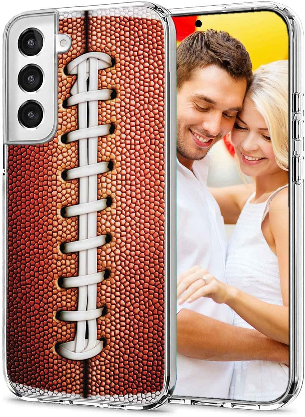 For Galaxy S22 plus Case,Samsung S22 plus Case for Girl Women Men, Shockproof Slim Soft TPU Clear Protective Phone Case Cover with Design for Galaxy S22+,Funny Sports Design Brown Football