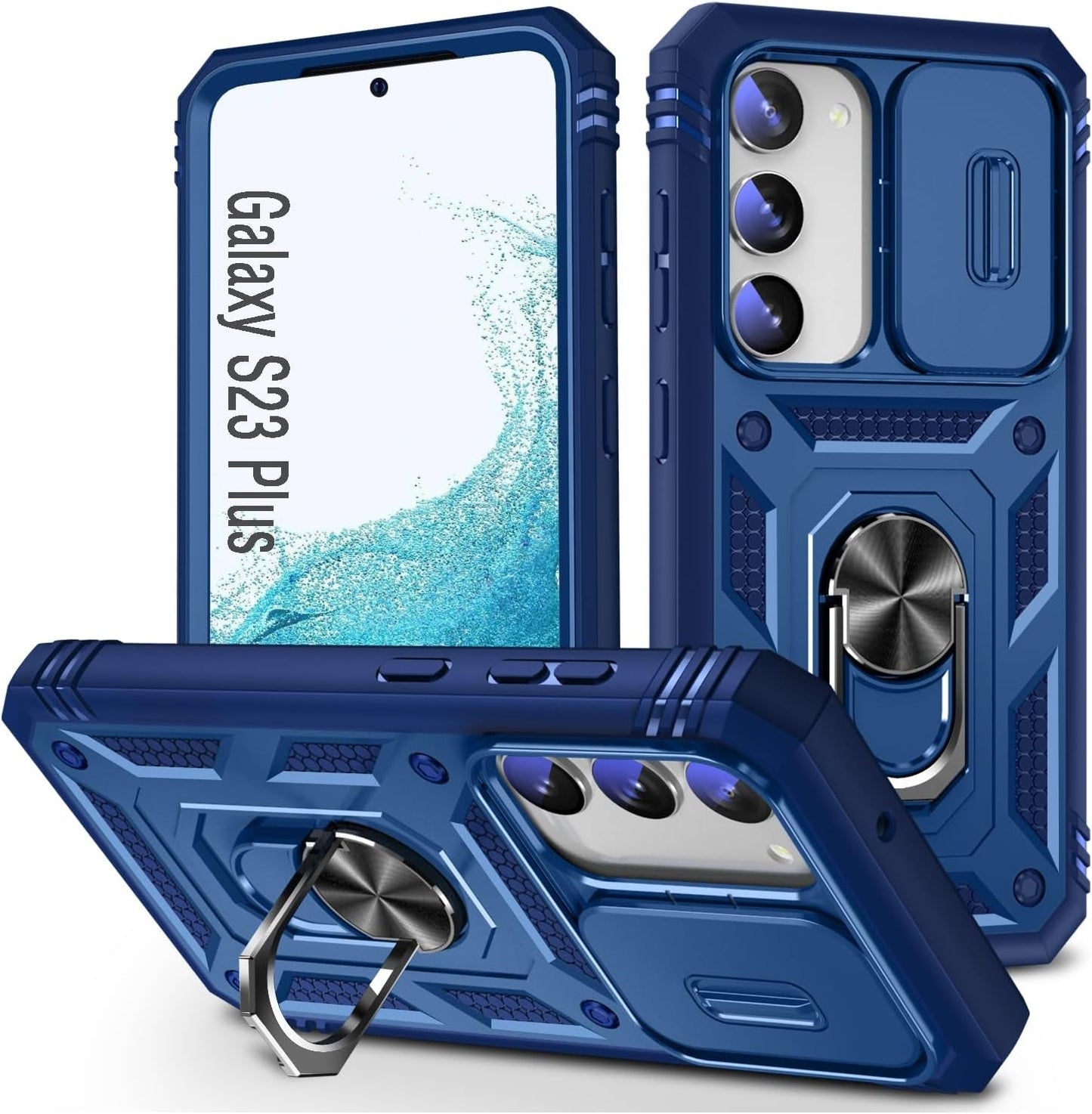 Case for Galaxy S23 FE, Slide Lens Protective Case Shockproof Impact Resistant with Kickstand Cover Case for Samsung Galaxy S23 FE 5G 6.4" (Green)