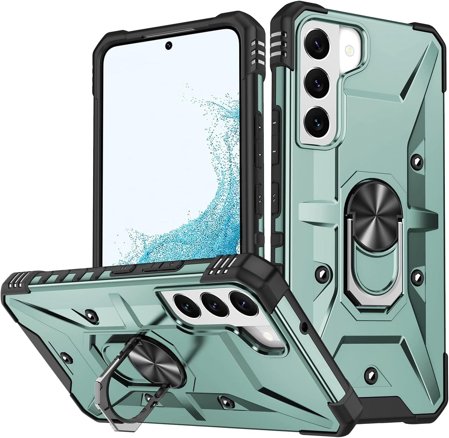Case for Samsung Galaxy S22 plus Case Galaxy S22+ Case Military Grade Drop Case with Kickstand Ring Magnetic Holder Shockproof Protective for Galaxy S22 plus S22+ Phone Case (Midnight Green)