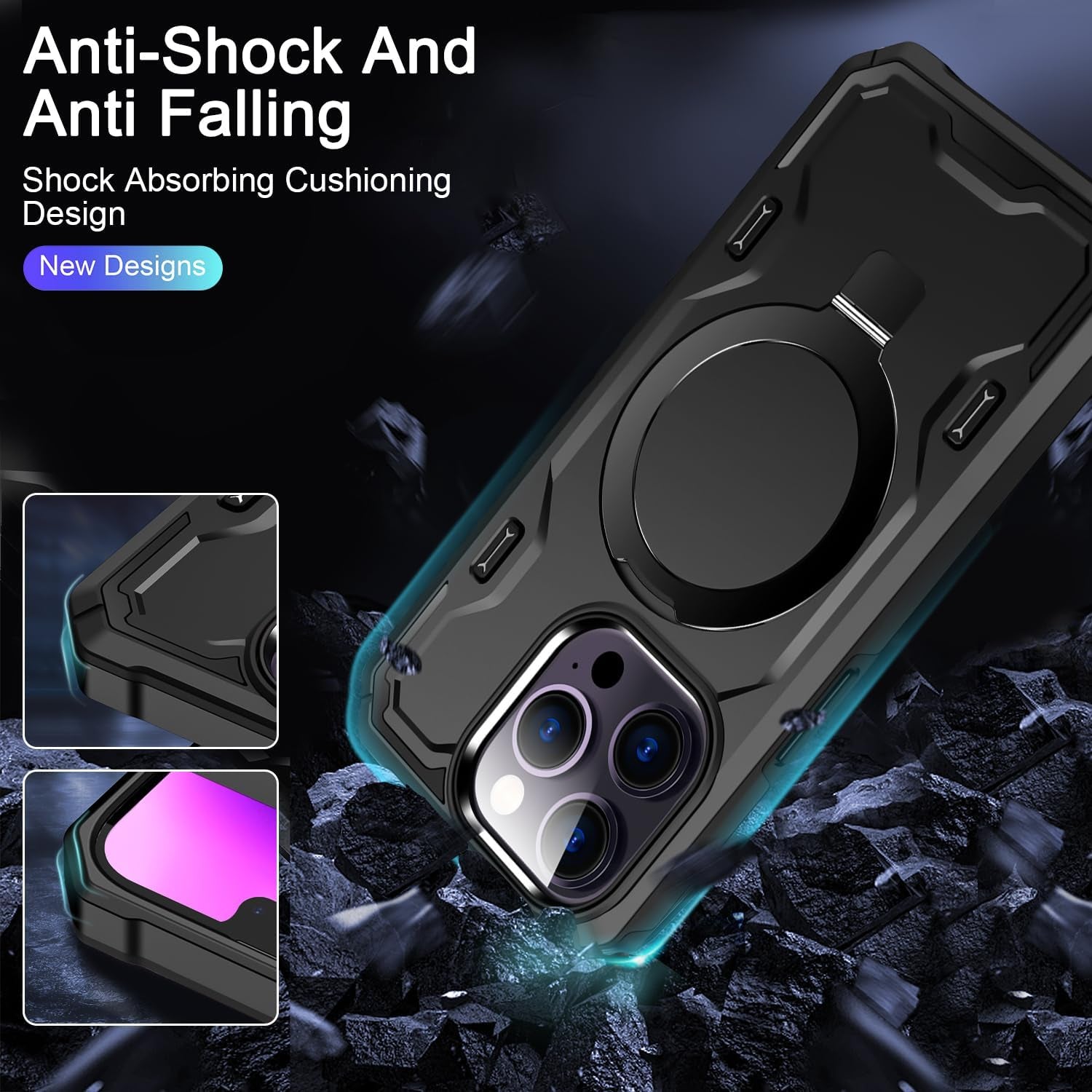 Lokyoo for Iphone 14 Pro Max Case, [Compatible with Magsafe] [Invisible Built in Stand & Ring Holder] Mil-Grade, Dual Layer Shockproof Full Protective Case for 14 Pro Max-Black  Lokyoo   