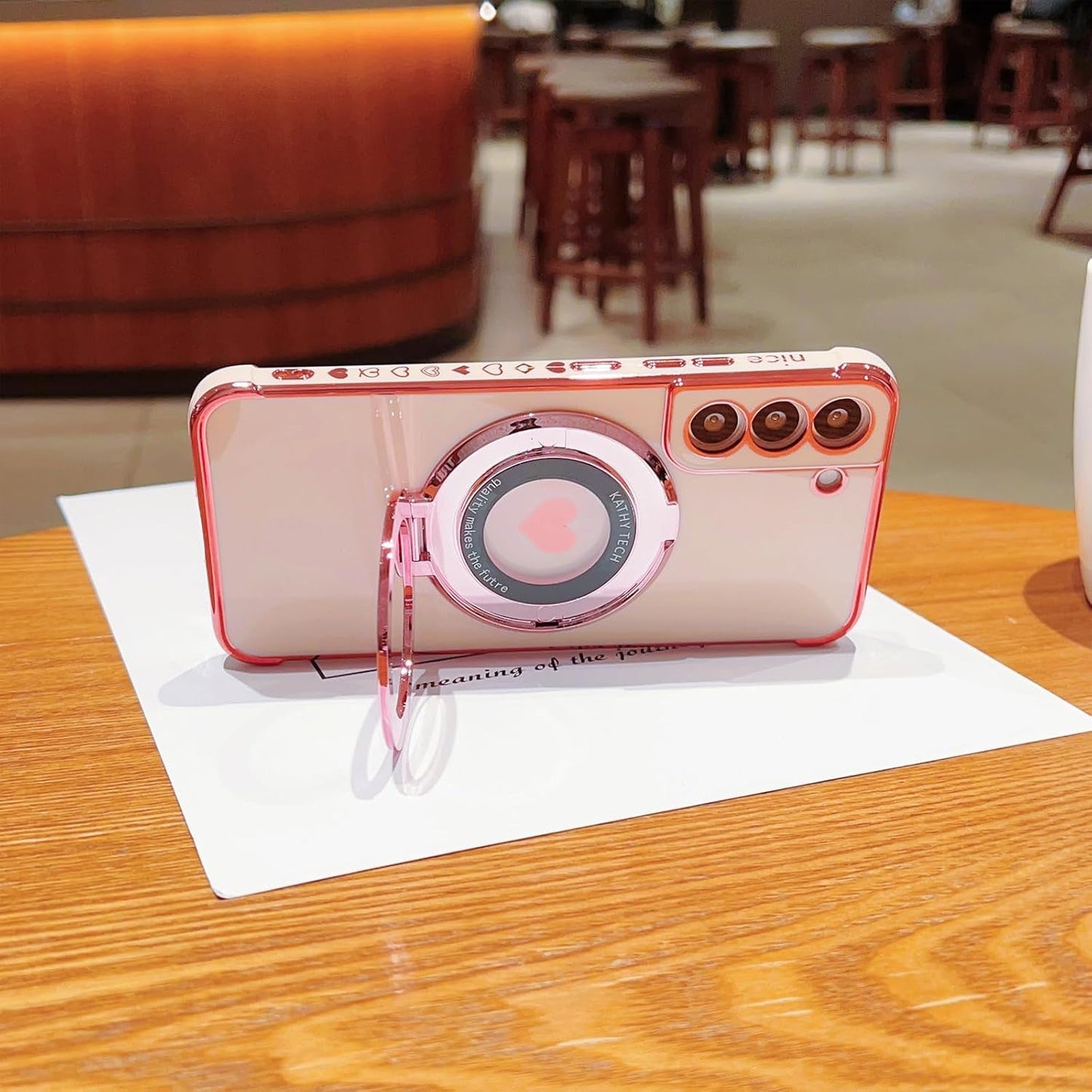 For Samsung Galaxy S22 plus Case with Magnetic Ring Stand [Compatible with Magsafe] Cute Love Heart Luxury Electroplate Plating Silicone Shockproof Cover for Galaxy S22 plus 6.6"(Purple)