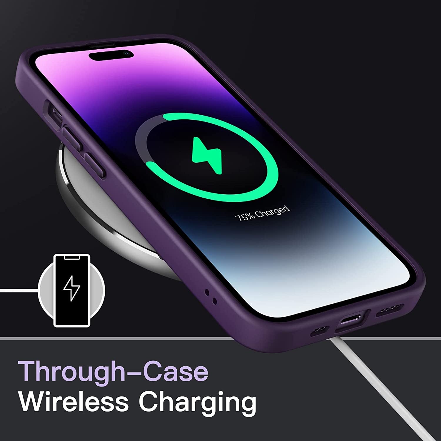 Jetech Matte Case for Iphone 14 Pro 6.1-Inch, Shockproof Military Grade Drop Protection, Frosted Translucent Back Phone Cover, Anti-Fingerprint (Deep Purple)  JETech   