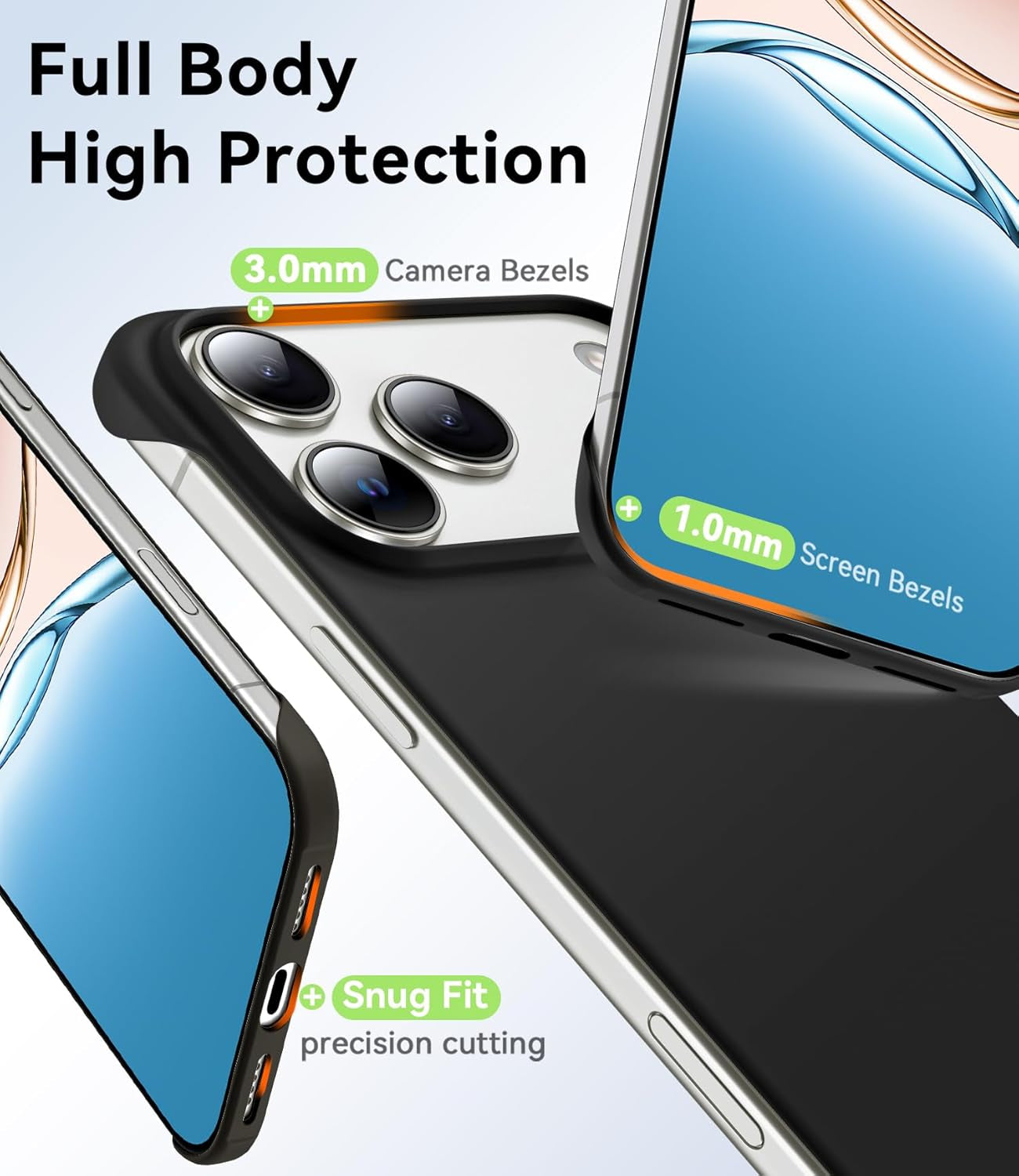 Magnetic Slim Case Fit for Iphone 17 Pro Max Phone Case 6.9"(2025) Ultra-Thin Lightweight Durable Frameless Matte Hard for Magsafe Cover Case with Pull Ring Shockproof Non Slip Rope-Black