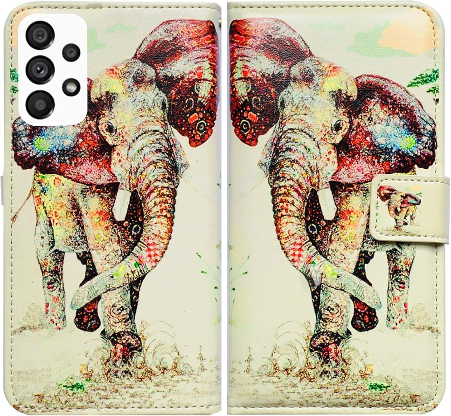 Bcov Galaxy A53 Case, Black Bird Green Leather Flip Phone Case Wallet Cover with Card Slot Holder Kickstand for Samsung Galaxy A53 5G