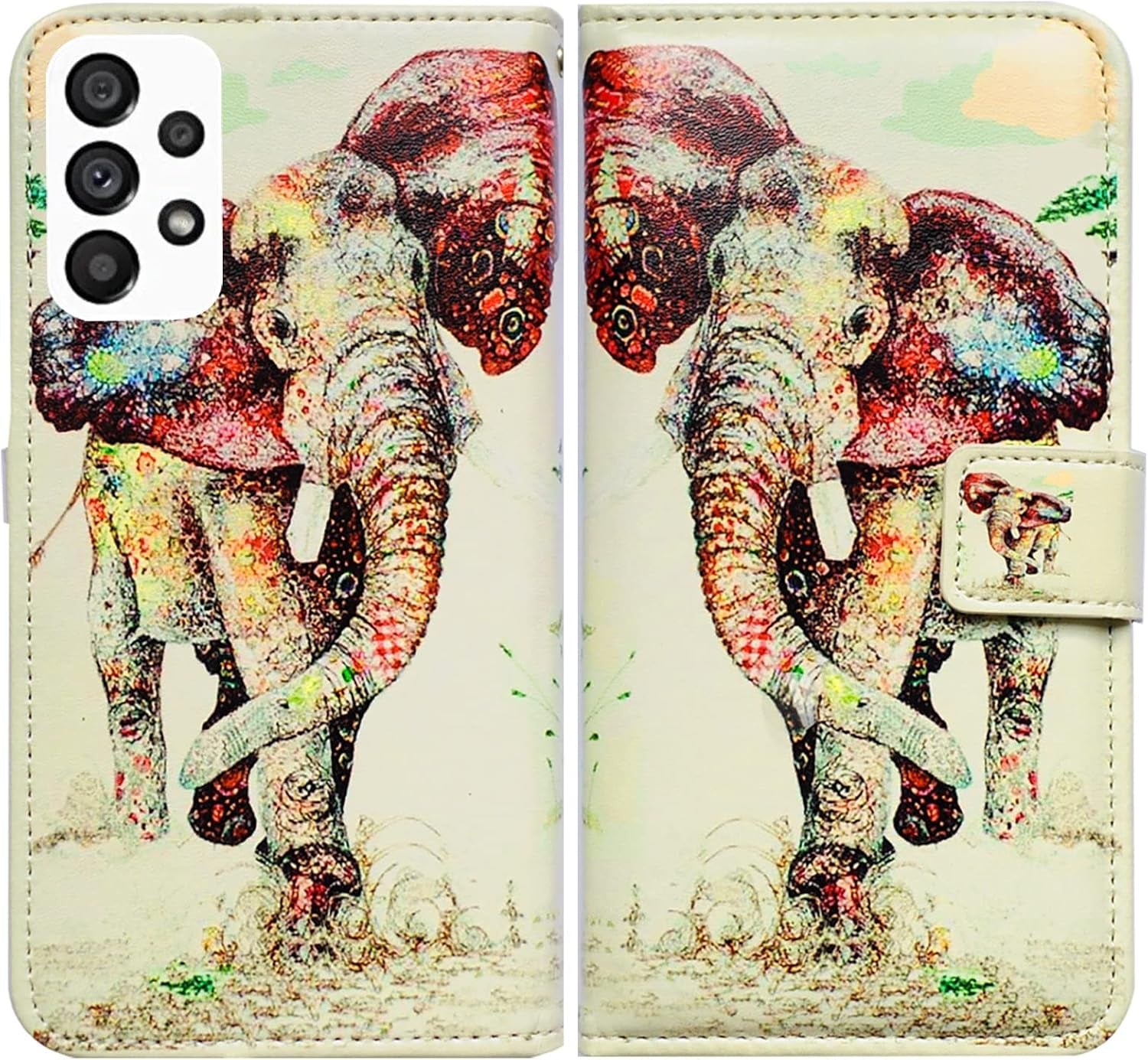 Bcov Galaxy A53 Case, Black Bird Green Leather Flip Phone Case Wallet Cover with Card Slot Holder Kickstand for Samsung Galaxy A53 5G