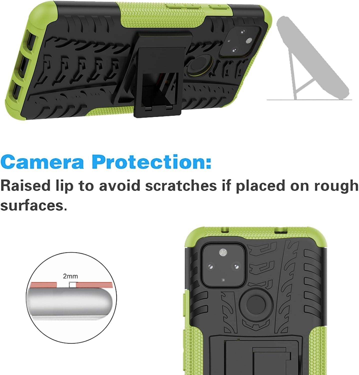 Asuwish Phone Case for Google Pixel 4A 5G 6.2 with Tempered Glass Screen Protector and Slim Stand Hybrid Heavy Duty Rugged Protective Cell Cover Pixel4A5G UW Pixel4A 5G Pixle A4 G5 4A5G Women Green  Asuwish   