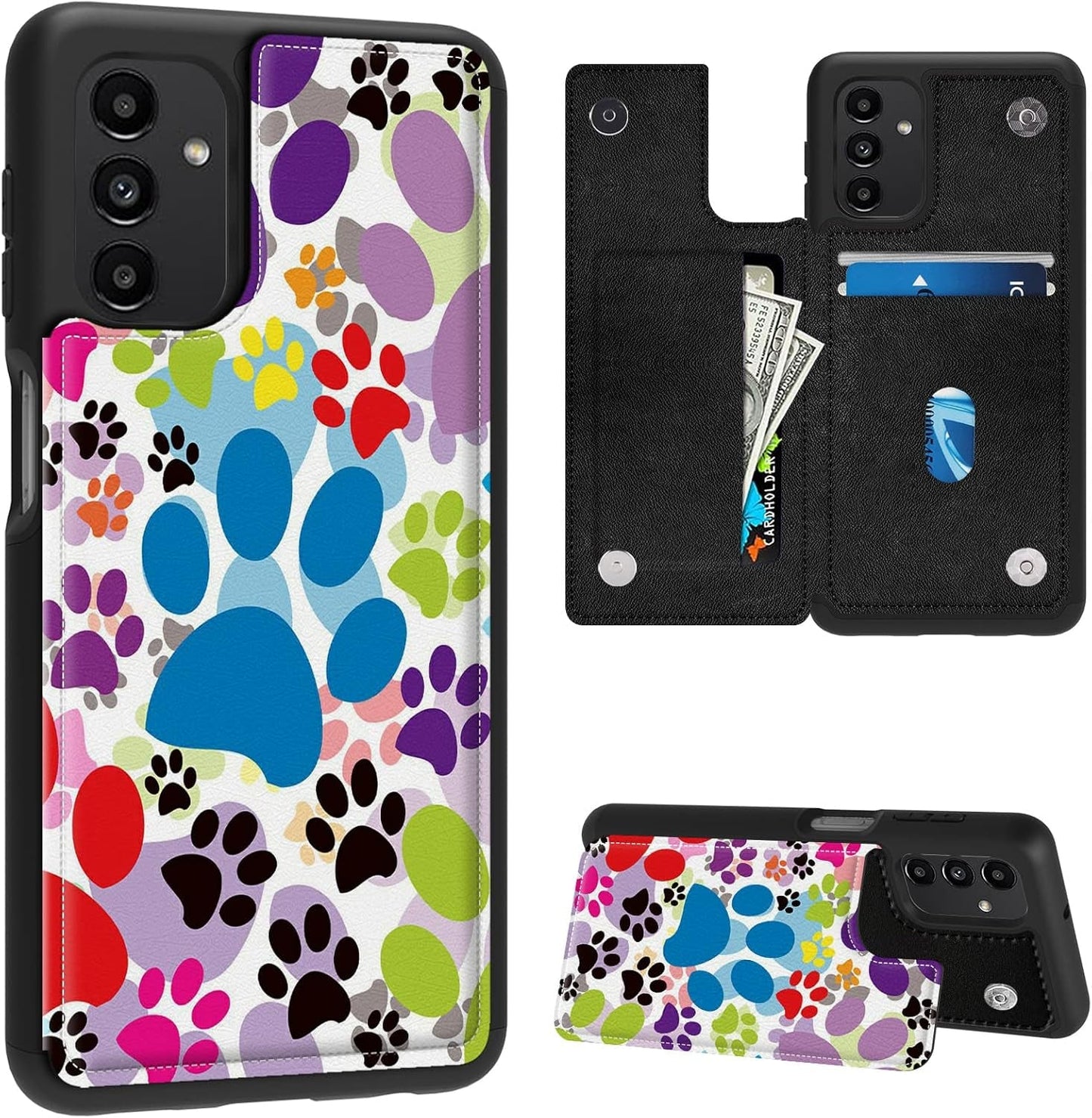 Case for Samsung Galaxy A14 5G Wallet Phone Case with Card Holder,Pu Leather Kickstand Card Slot Cover for Women Men (Dual Magnetic Clasp+Rfid Blocking)-Bald Eagle with Flag