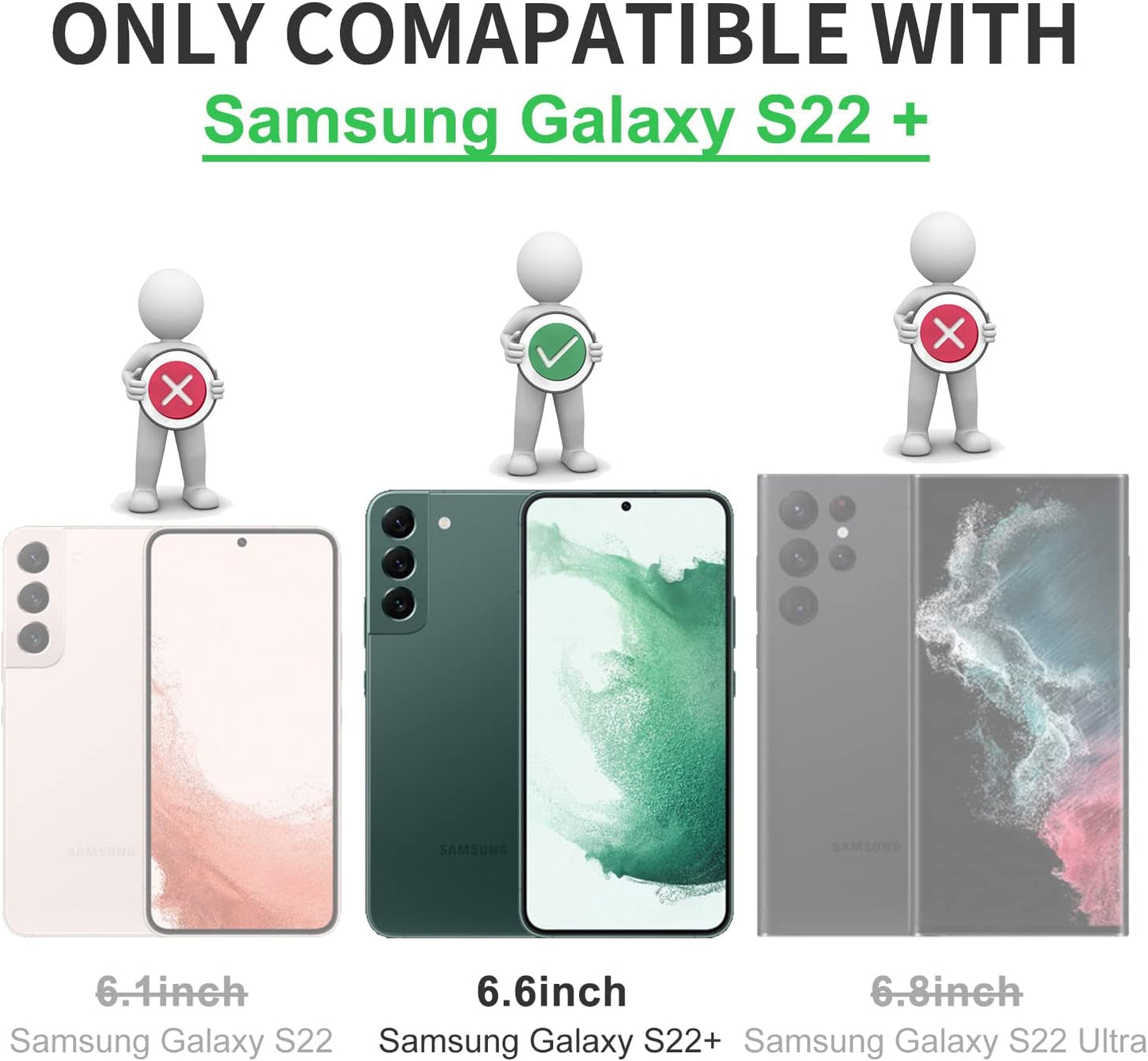 For Samsung Galaxy S22 plus Case with Magnetic Ring Holder [Premium Soft Liquid Silicone & Anti-Scratch Microfiber Liner] Slim Kickstand Protective Phone Case for Galaxy S22+ Dark Green