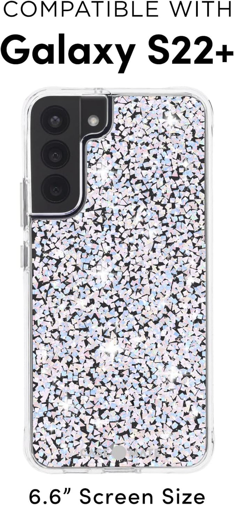 Case-Mate Samsung Galaxy S22 plus Case - 6.6' Twinkle Diamond - 10Ft Drop Protection with Wireless Charging - Luxury Bling Glitter for S22 plus 5G - anti Scratch, Shock Absorbing Materials, Slim Fit