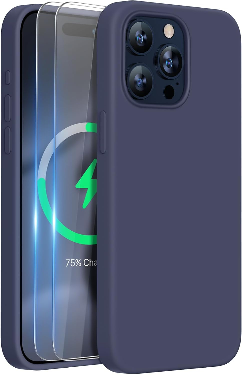 Miracase Designed for Iphone 15 Pro Max Case,[Compatible with Magsafe], [With 2 Pack Screen Protectors],Shockproof Liquid Silicone Case with Microfiber Lining,6.7 Inch(Mediterranean Blue)  Miracase   