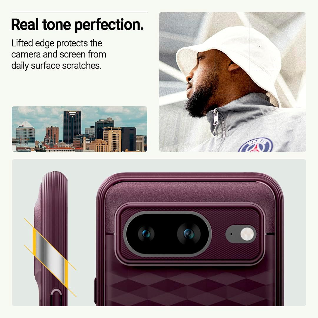 Caseology Parallax 3D Ergonomic Design Case Compatible with Google Pixel 8 Case 5G [Military Grade Drop Tested](2023) - Burgundy  Spigen   