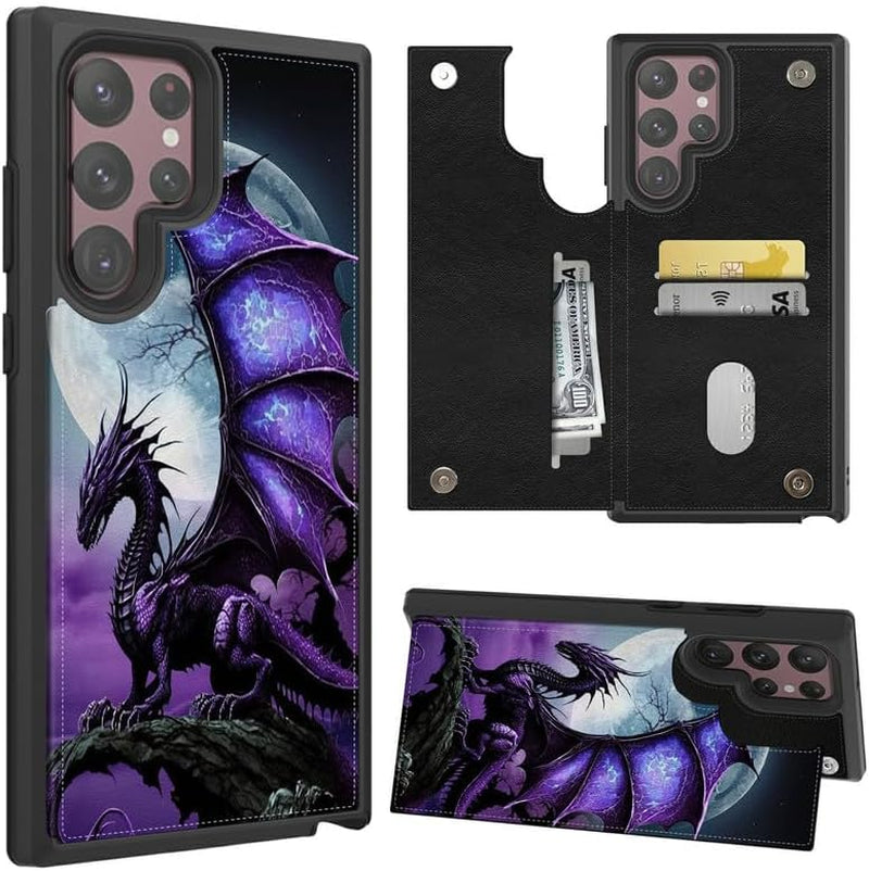 Case for Samsung Galaxy A14 5G Wallet Phone Case with Card Holder,Pu Leather Kickstand Card Slot Cover for Women Men (Dual Magnetic Clasp+Rfid Blocking)-Bald Eagle with Flag