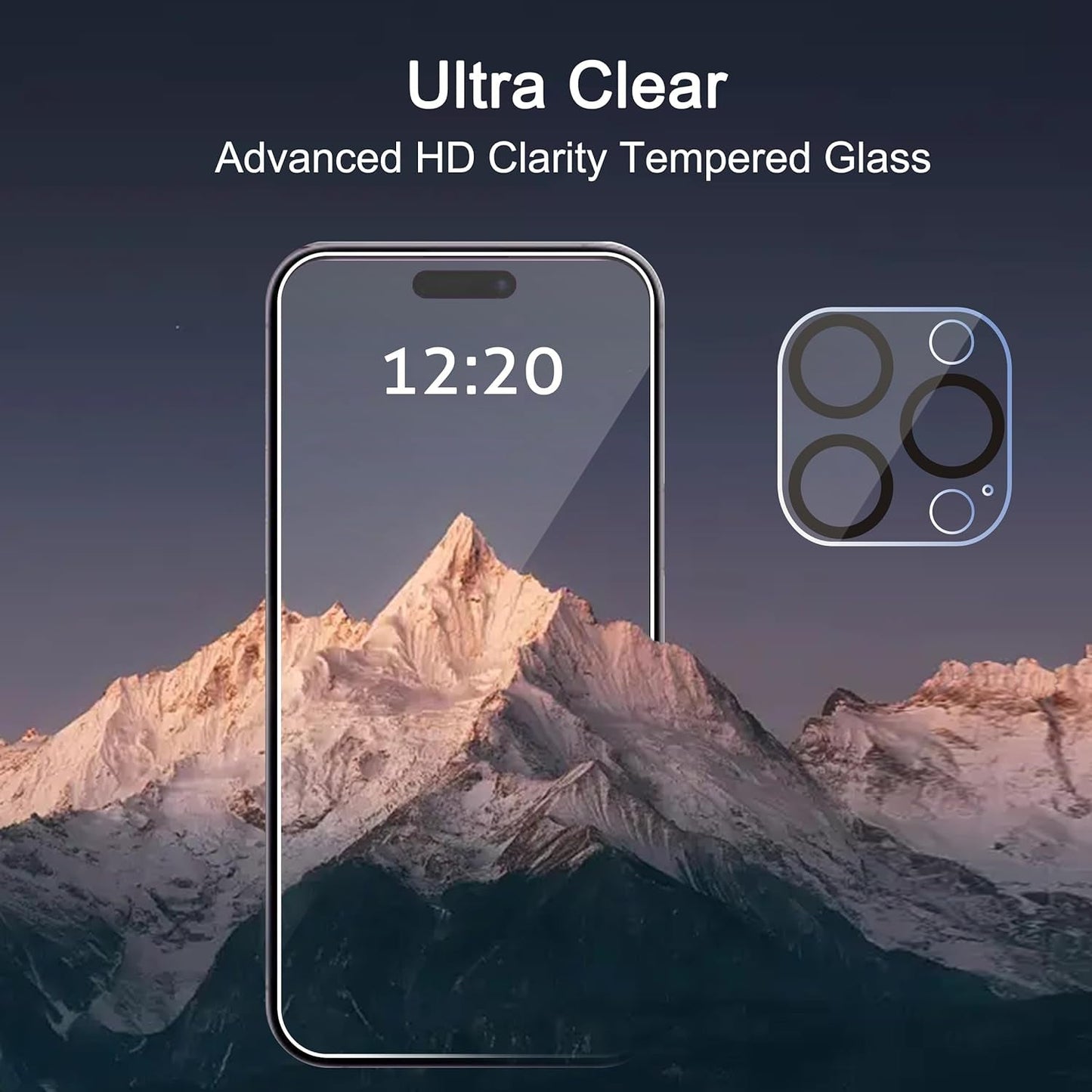 Ailun 3 Pack Screen Protector for Iphone 15 Pro Max [6.7 Inch] + 3 Pack Camera Lens Protector with Installation Frame,Sensor Protection,Dynamic Island Compatible,Case Friendly Tempered Glass Film  Ailun   