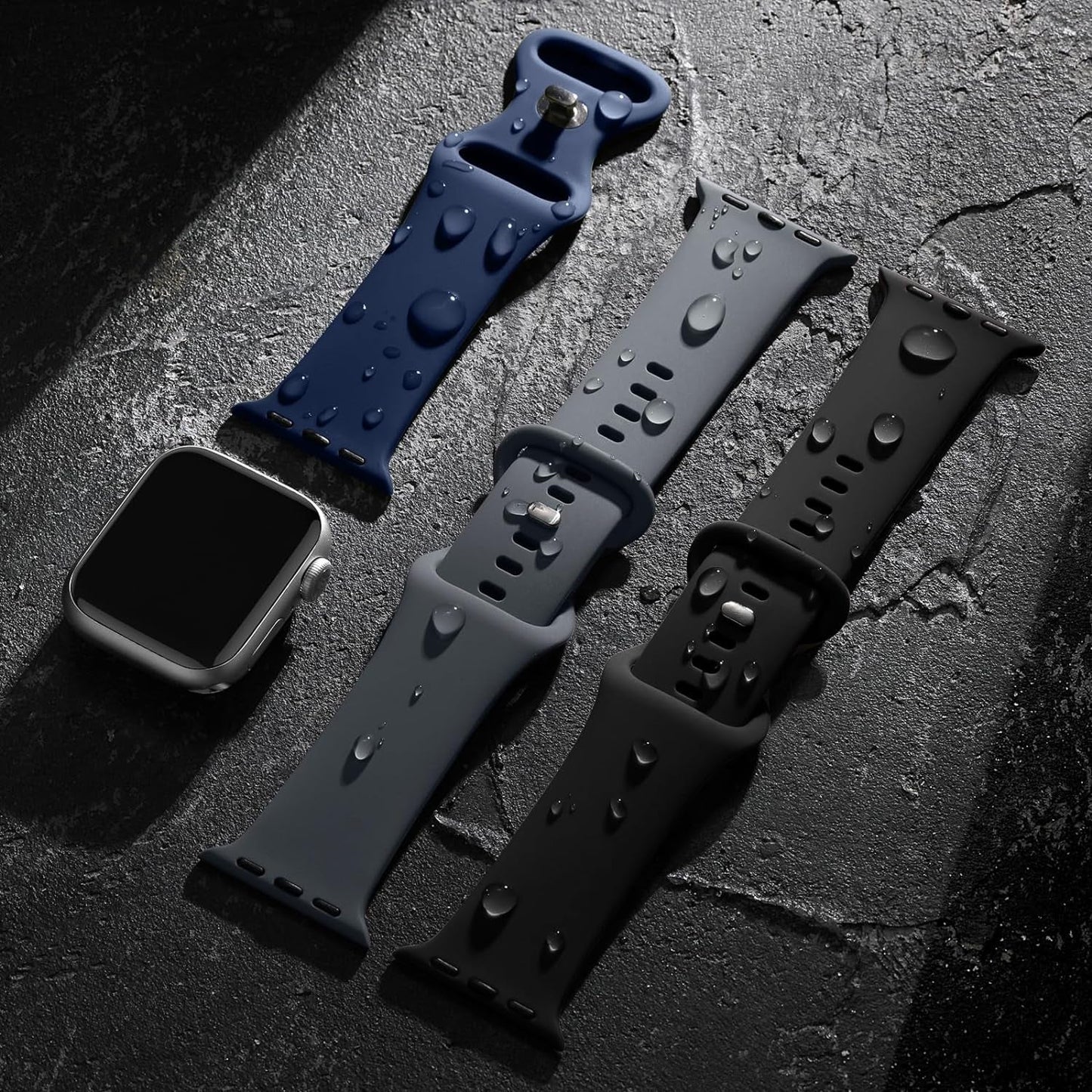 5 Pack Soft Silicone Bands - Compatible with Apple Watch Ultra 2 & Ultra Band 49Mm 45Mm 44Mm 42Mm 41Mm 40Mm 38Mm for Men Women, Breathable Sport Strap Band for Ultra 2 Iwatch Series 9 8 7 6 SE 5 4 3 2