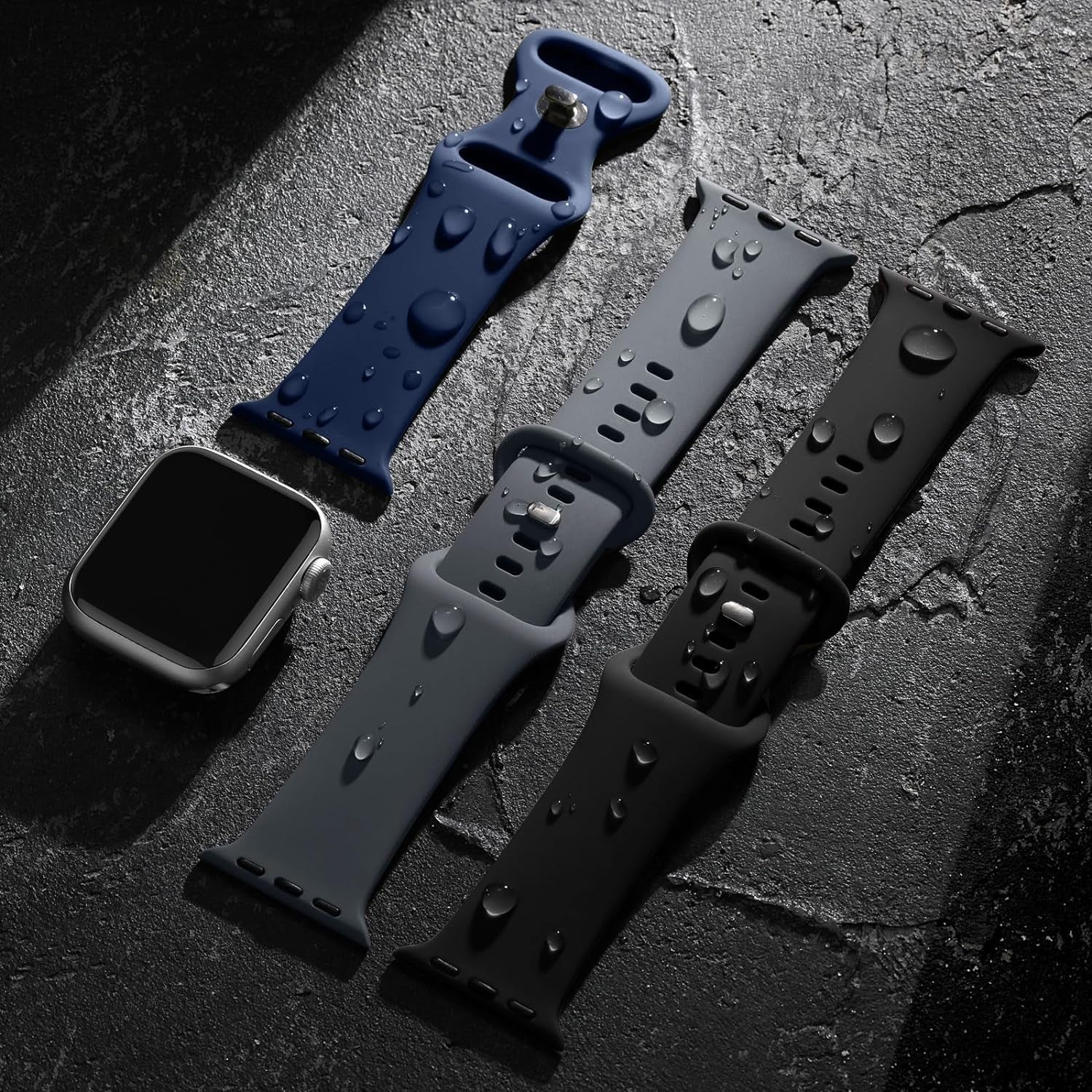 5 Pack Soft Silicone Bands - Compatible with Apple Watch Ultra 2 & Ultra Band 49Mm 45Mm 44Mm 42Mm 41Mm 40Mm 38Mm for Men Women, Breathable Sport Strap Band for Ultra 2 Iwatch Series 9 8 7 6 SE 5 4 3 2