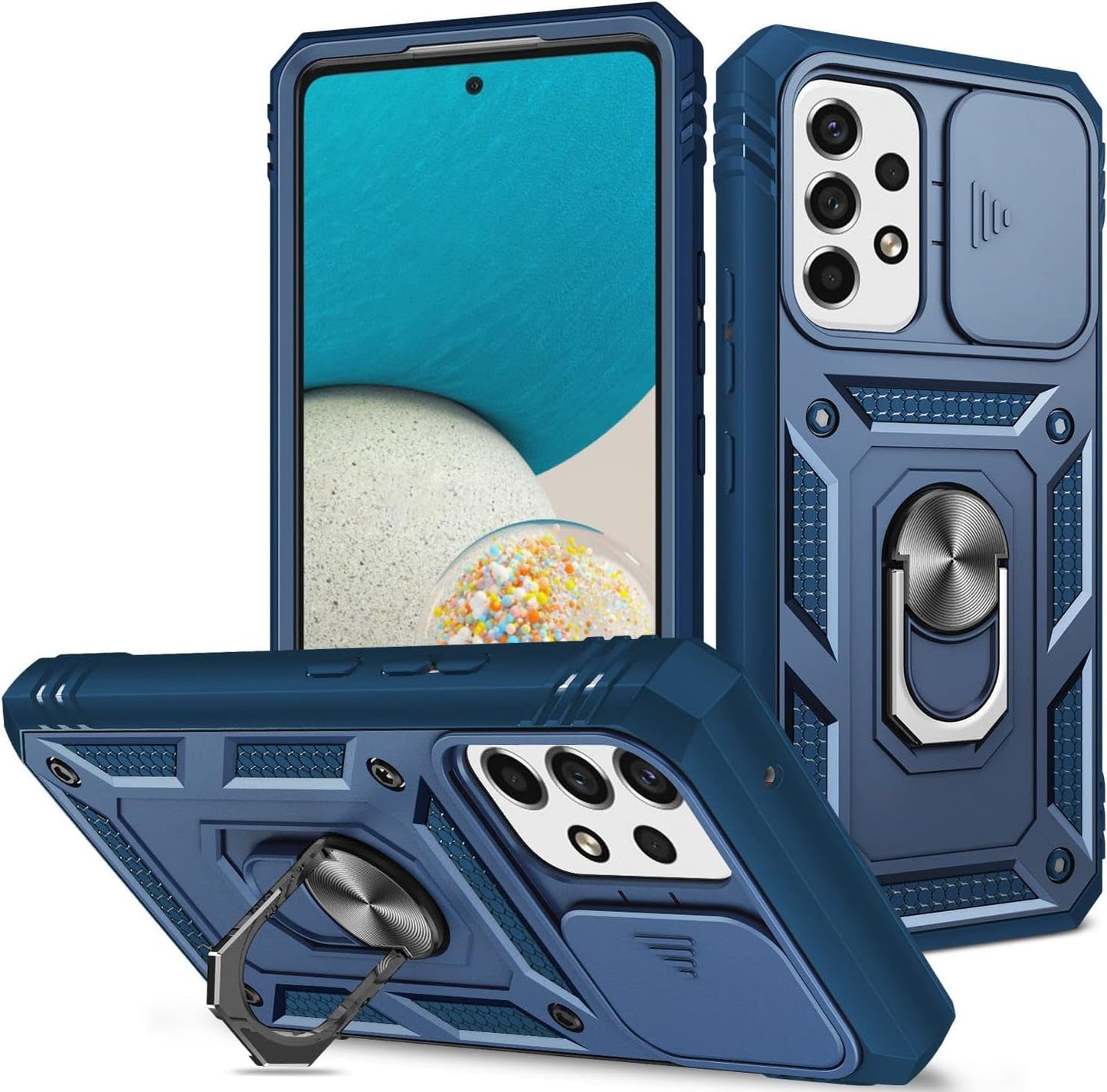 Case for Galaxy A53 5G, Camera Cover Phone Case with Rotation Ring Stand for Samsung Galaxy A53 5G - Green