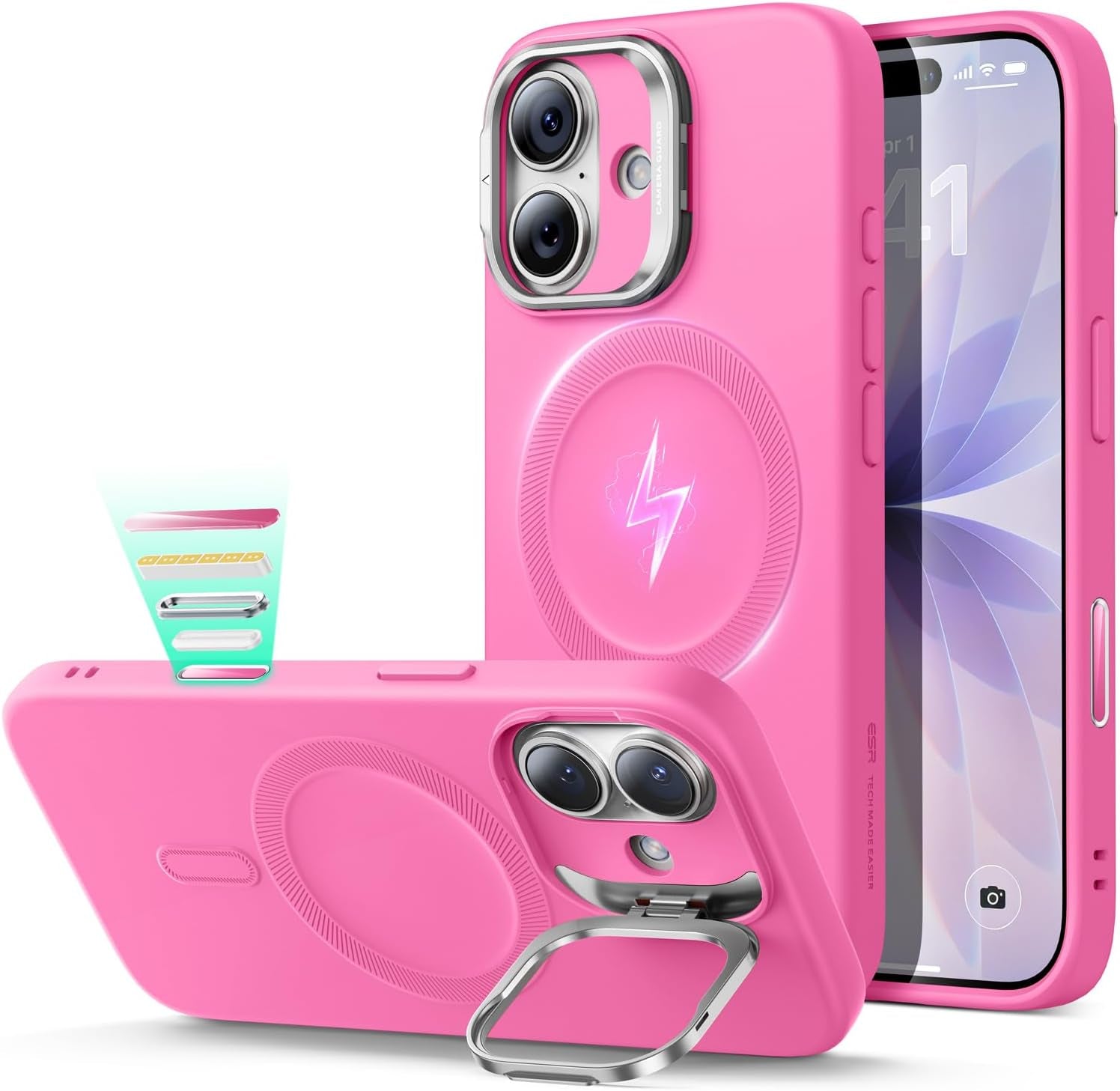 ESR for Iphone 17 Pro Max Case with Stash Stand, Camera Control Cover Compatible with Magsafe, Military-Grade Drop Protection Phone Case for Iphone 17 Pro Max, Scratch-Resistant Back Cover, Clear