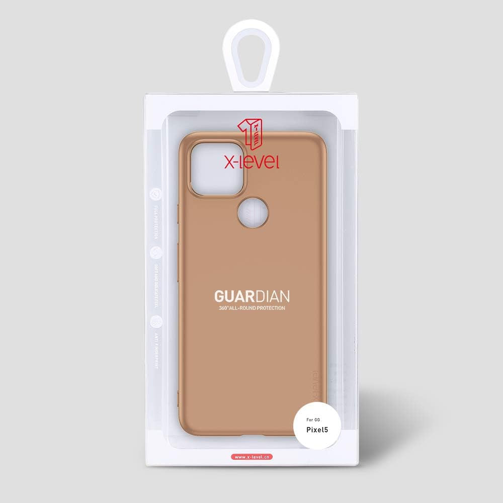 X-Level Google Pixel 5 5G Case Slim Fit Mobile Phone Case Soft Flexible TPU [Guardian Series] Matte Finish Ultra-Thin Light Coating Grip Full Protective Cell Phone Back Cover for Google 5 5G-Gold  pipilu   