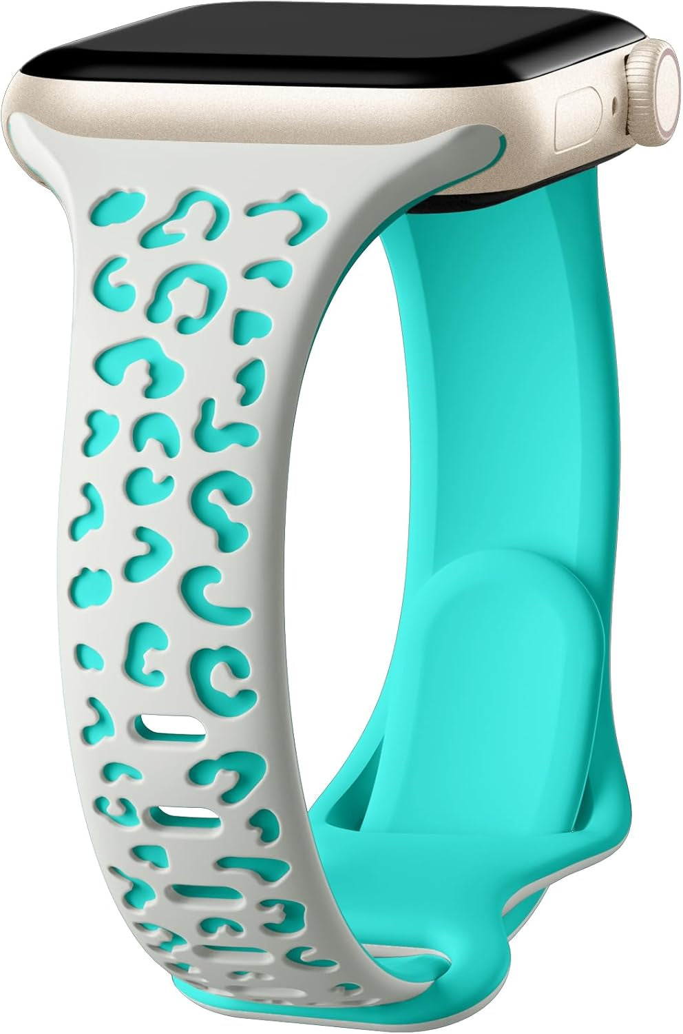 Daqin Slim Leopard Engraved Band Compatible with Apple Watch Bands 40Mm 38Mm 41Mm 44Mm 45Mm 42Mm Women, Soft Silicone Feminie Cheetah Thin Sport Wristbands for Iwatch Bands Series 9 8 7 6 5 4 3 2 1 SE