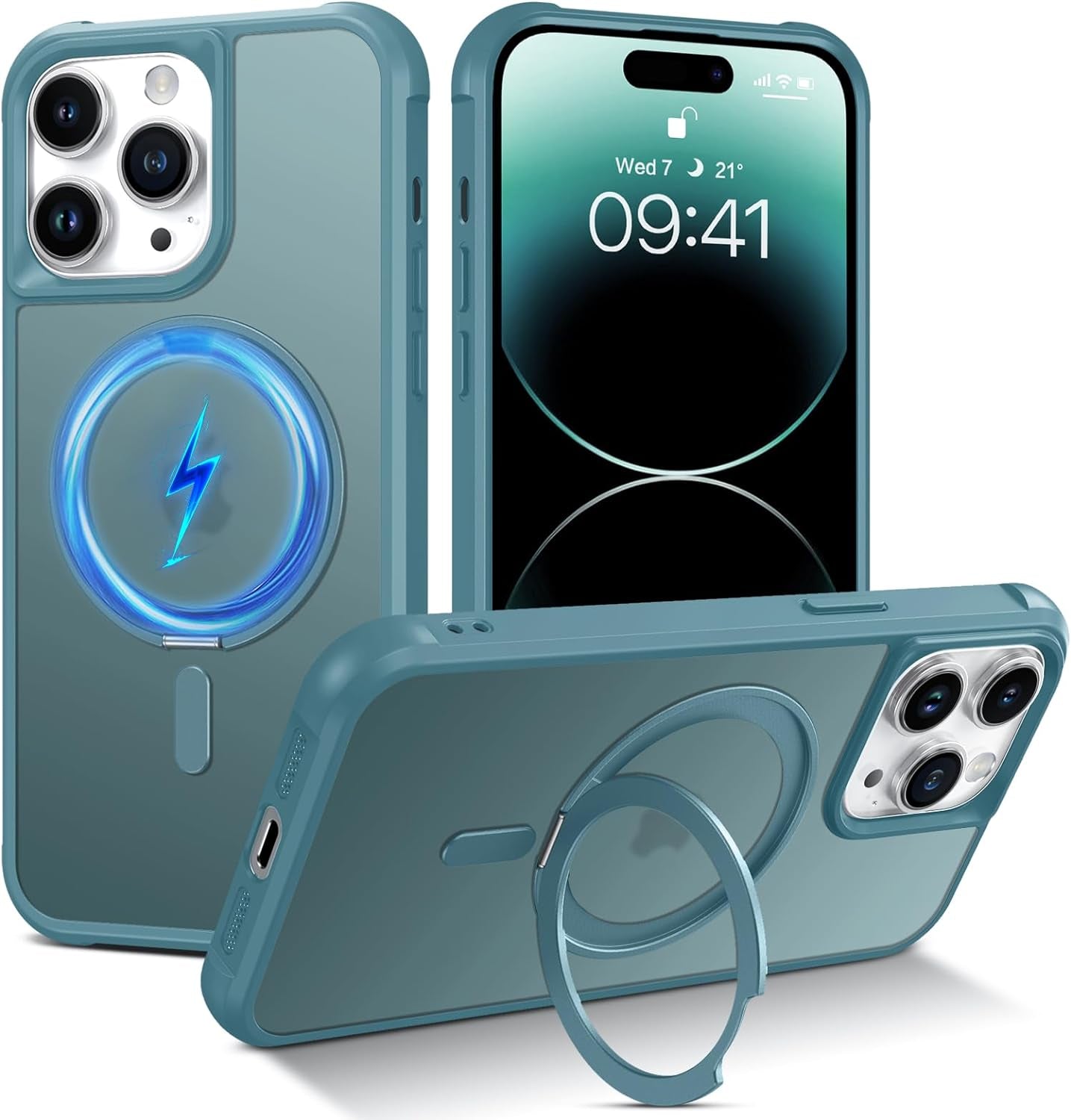 BENTOBEN for Iphone 14 Pro Max Phone Case with Invisible Magnetic Stand,Iphone 14 Pro Max Case[Compatible with Magsafe]Translucent Shockproof Women Men Protective Case for Iphone 14 Pro Max 6.7",Black  BENTOBEN Z568-New Blue  