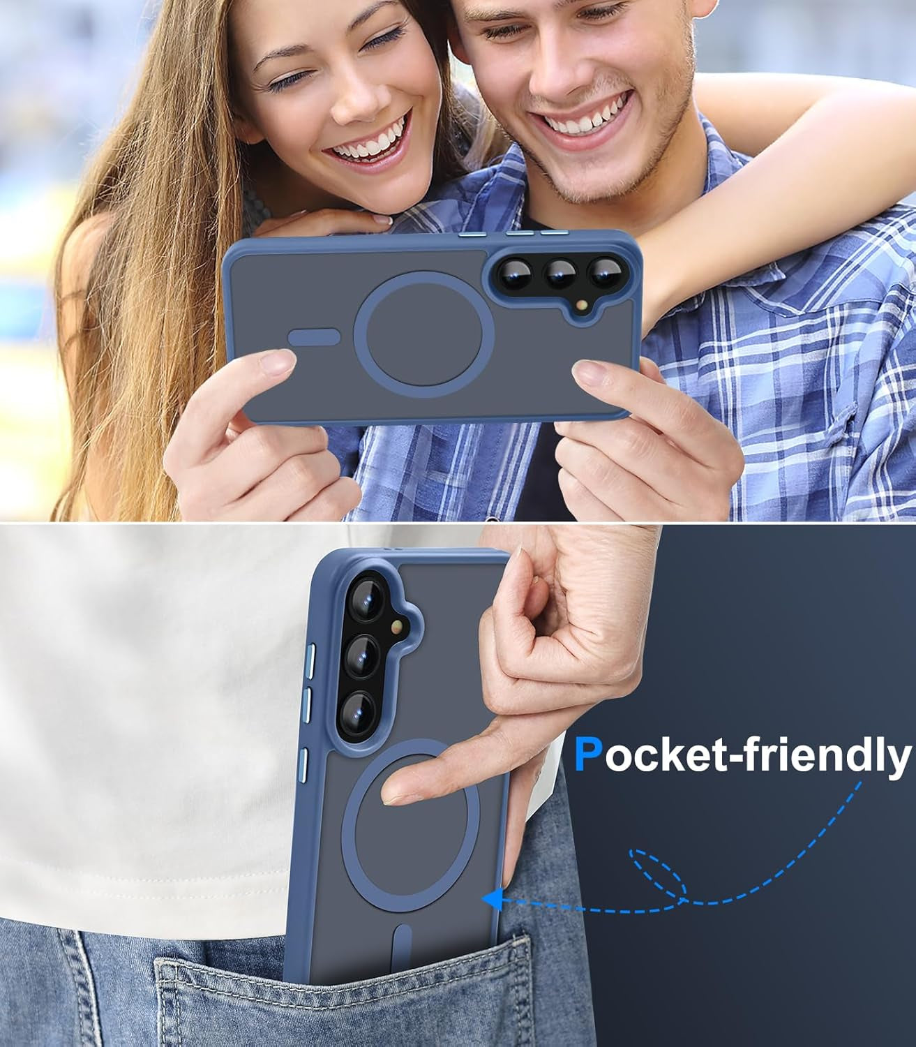 Advanced Magnetic for Samsung Galaxy S22 plus Case Slim Protective [Mil-Grade Drop Tested & Compatible for Magsafe] Translucent Matte PC Back TPU Frame Thin Shockproof Case S22 Plus-Lavender Blue