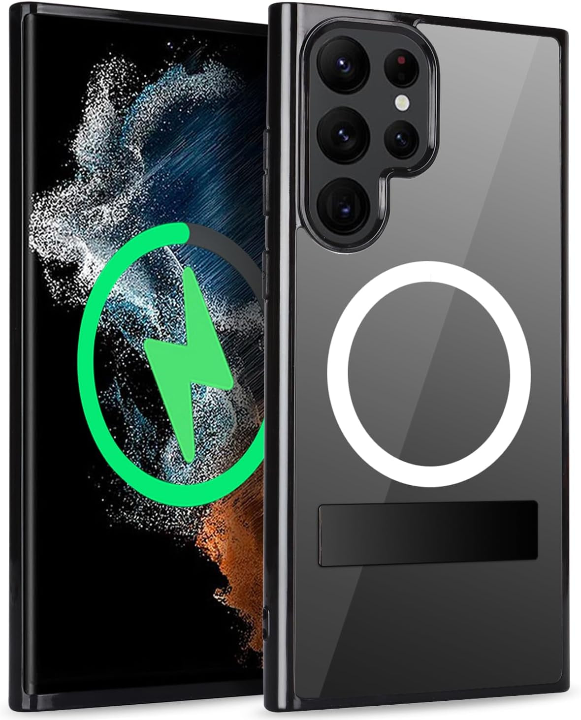 Cavor for Samsung Galaxy S22 Ultra Magsafe Case,S22 Ultra Case with Kickstand, Magnetic Case for Samsung S22 Ultra Phone Case, Full-Body Shockproof Slim Case for Women Men-Black